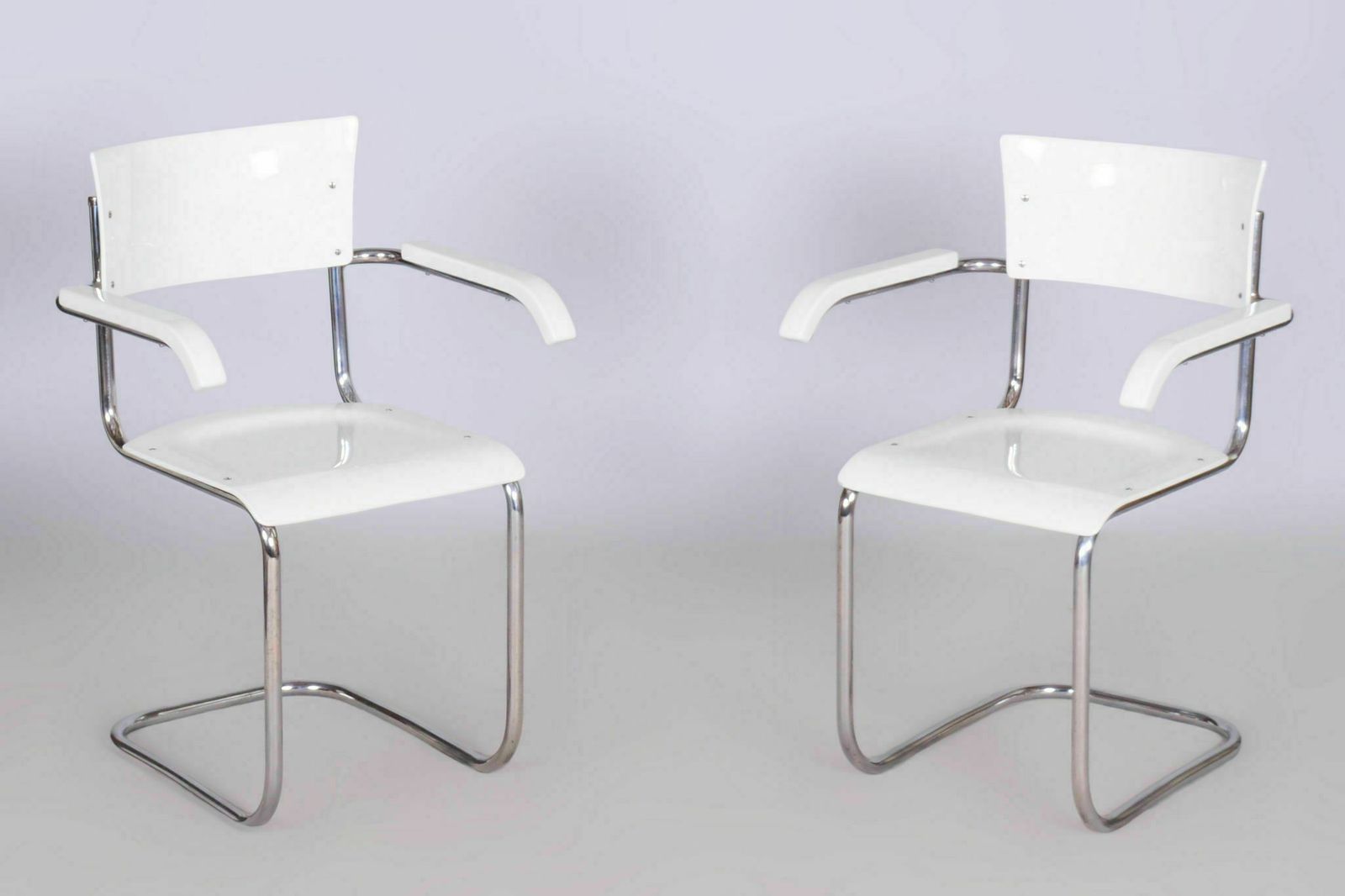 Restored Bauhaus Pair Of Chairs, By Mart Stam, Chrome, Germany, 1930s