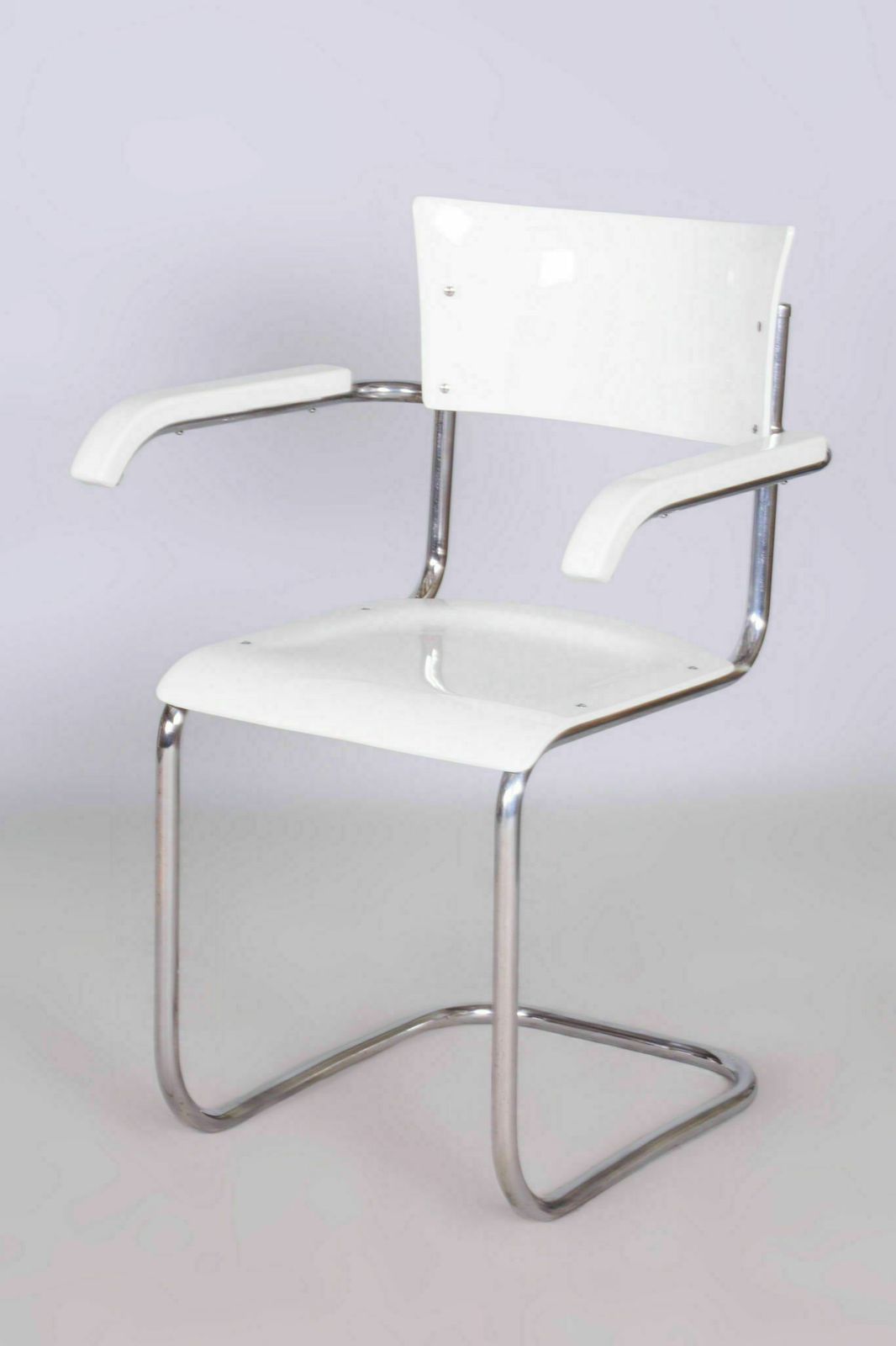 Restored Bauhaus Pair Of Chairs, By Mart Stam, Chrome, Germany, 1930s photo vinterior