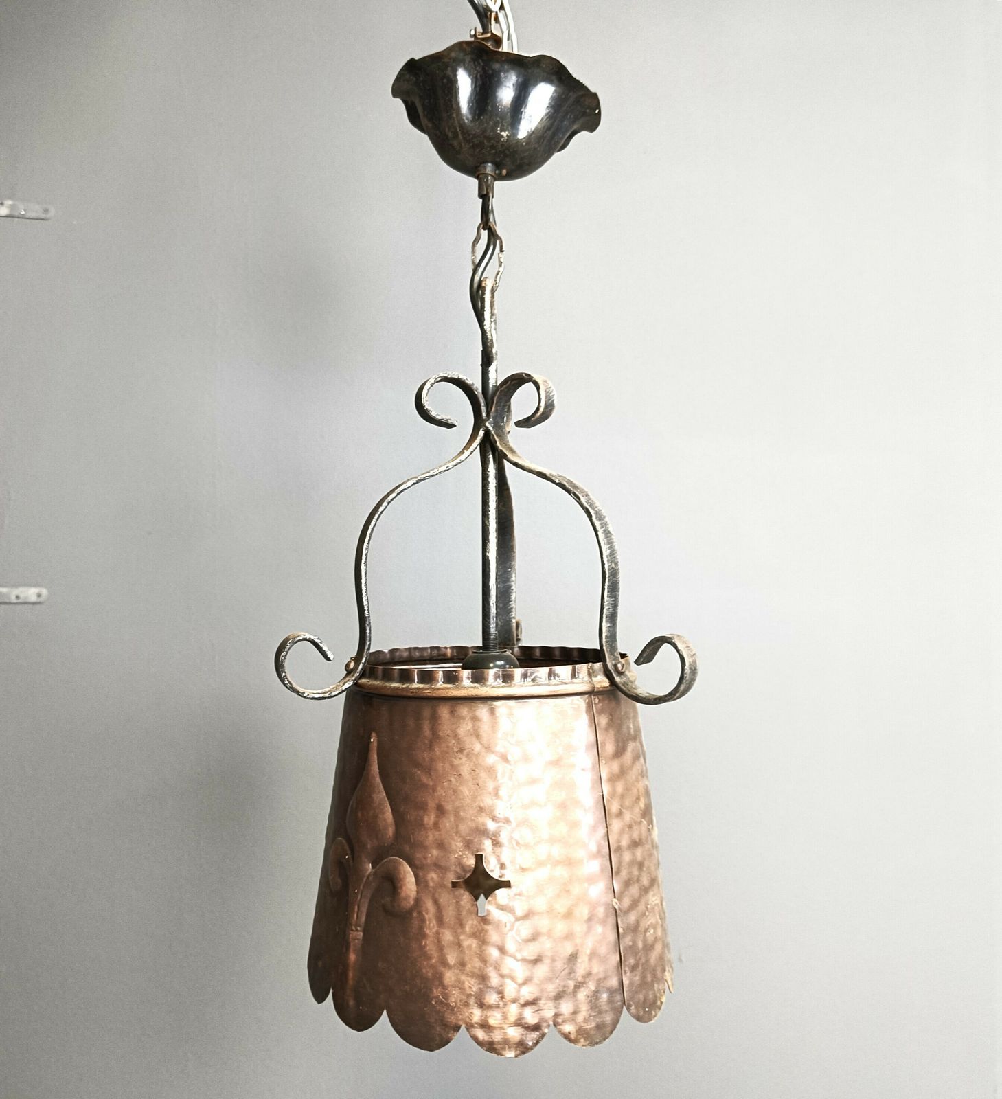 Brutalist Copper Pendant Light, 1970s photo vinterior