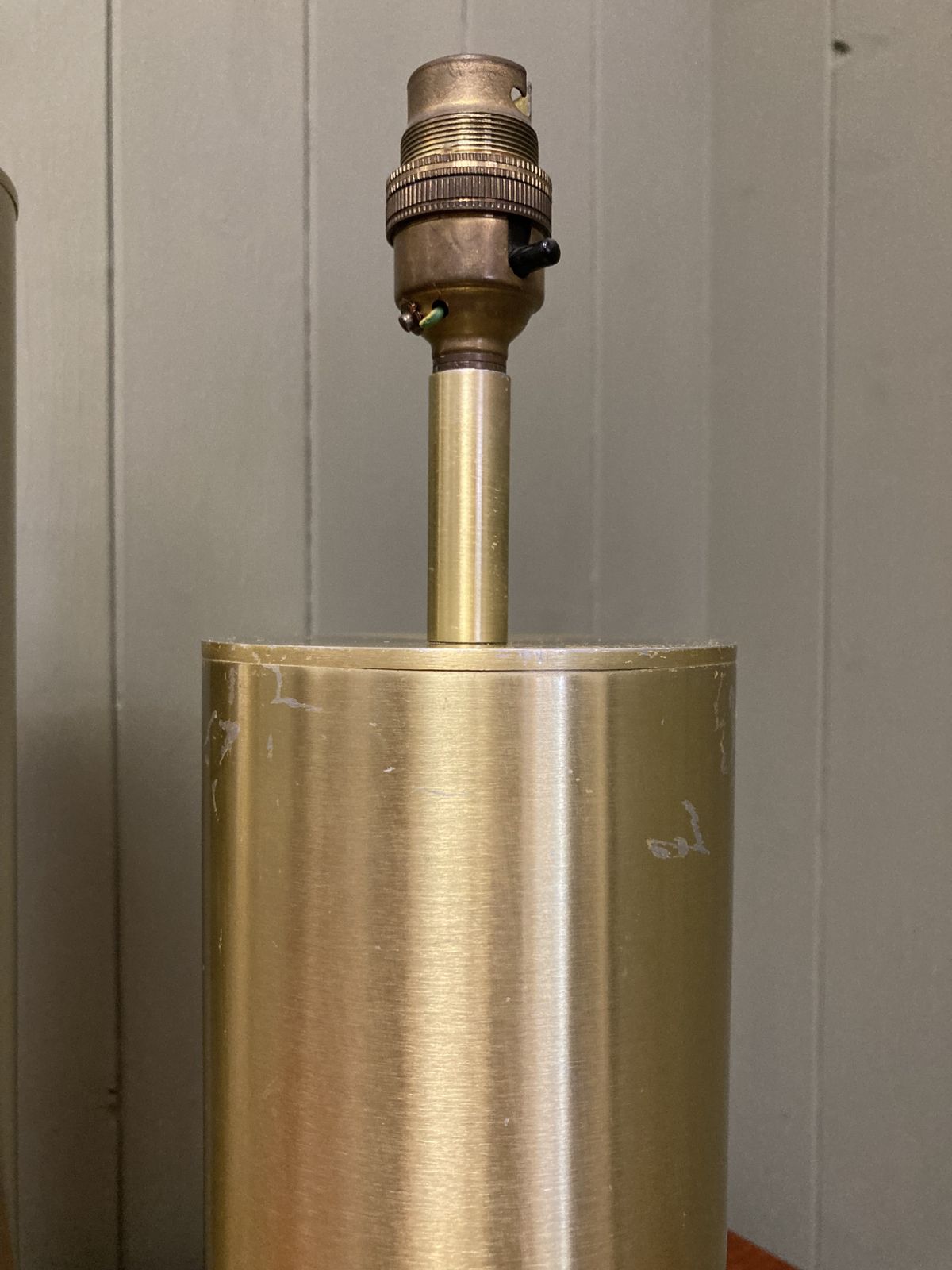 Pair Of Swedish Style Brass Metal Mid Century Table Lamps photo vintage