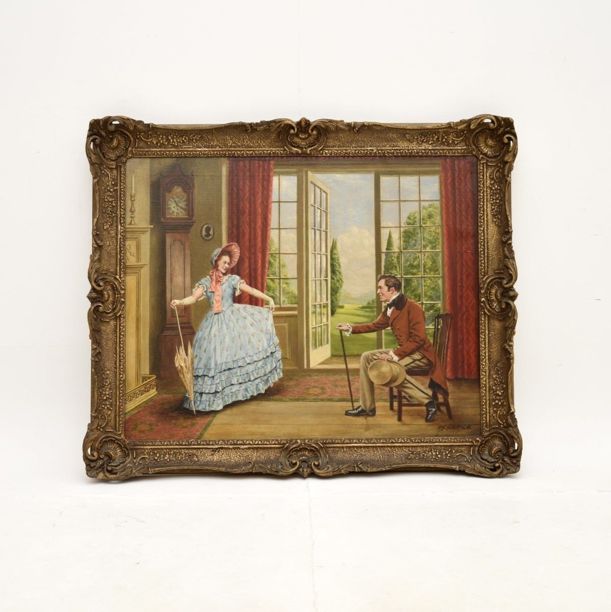 Antique Oil Painting On Canvass By Alfred Lyndon Grace