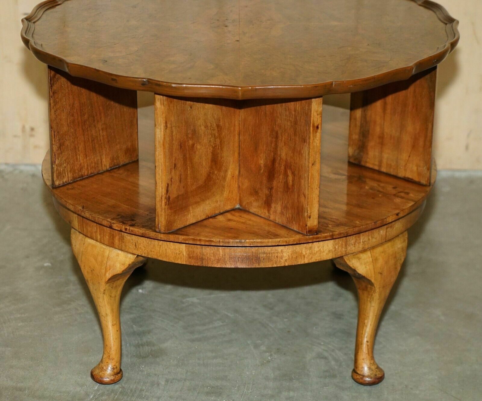 1850.0 Stunning Vintage 1940's Burr Walnut Revolving Bookcase Coffee Side Book Table photo