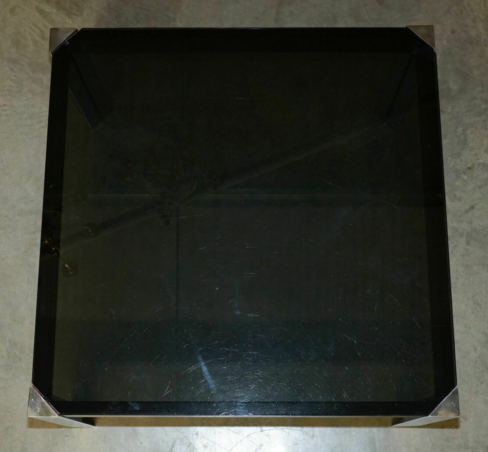 Furniture Hermes Paris Guido Faleschini Mid Century Modern Glass & Leather Dining Table photo