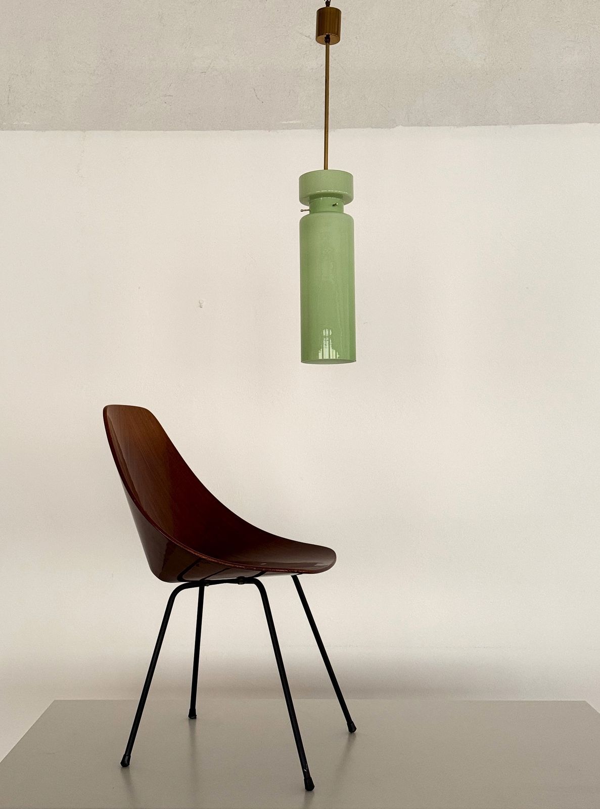 Lighting Italian Murano Glass Pendant Light In Kiwi Green By Vistosi, 1980s photo