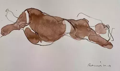 Serhiy Reznichenko, Watercolor Nude Sketch, 21st Century photo furniture