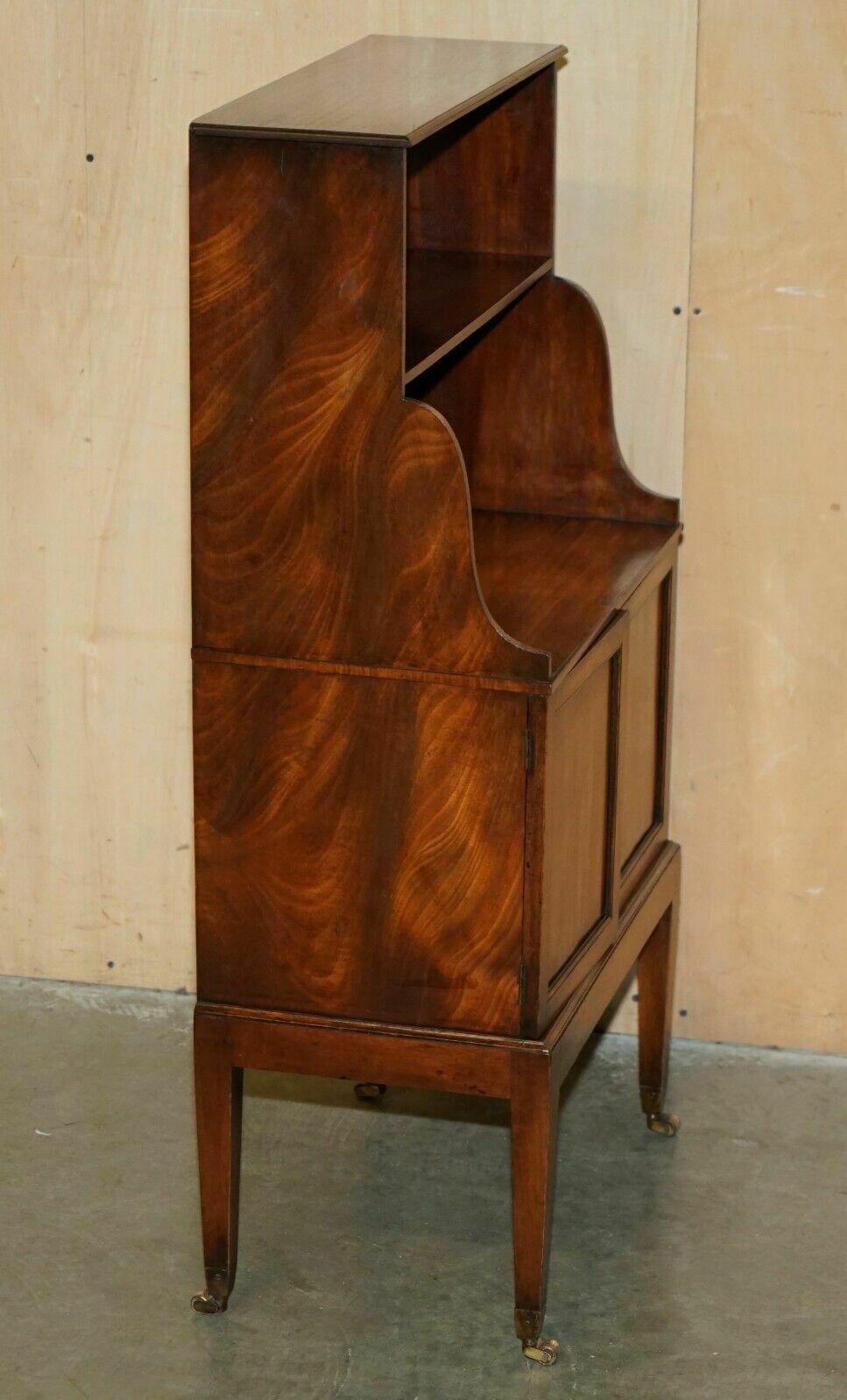 Furniture Pair Of Original Antique Regency Circa 1815 Dwarf Open Waterfall Bookcases photo