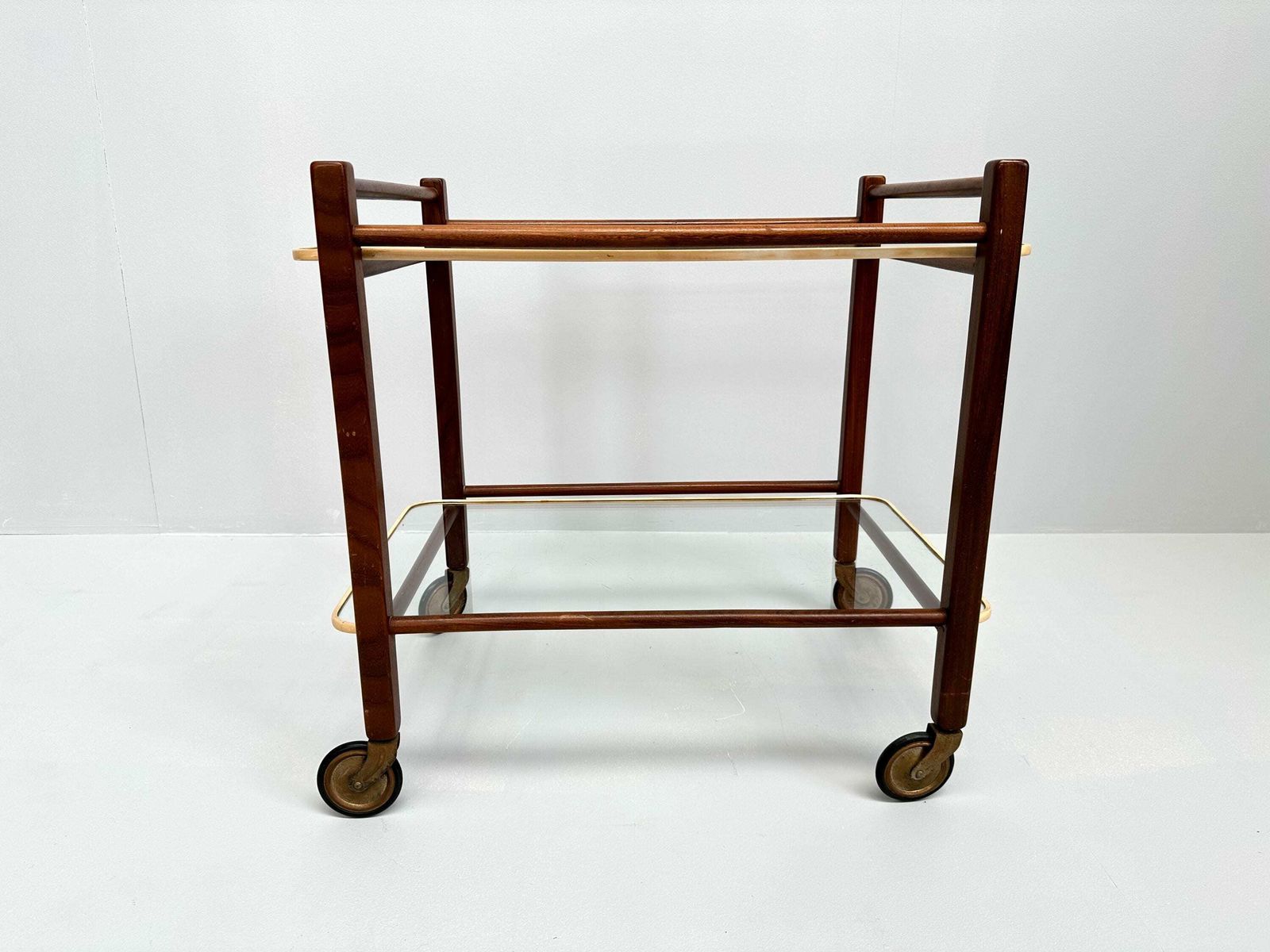 Vintage Teak Trolley With Two Glass Tops By Cees Braakman For Pastoe, 1950s photo vintage