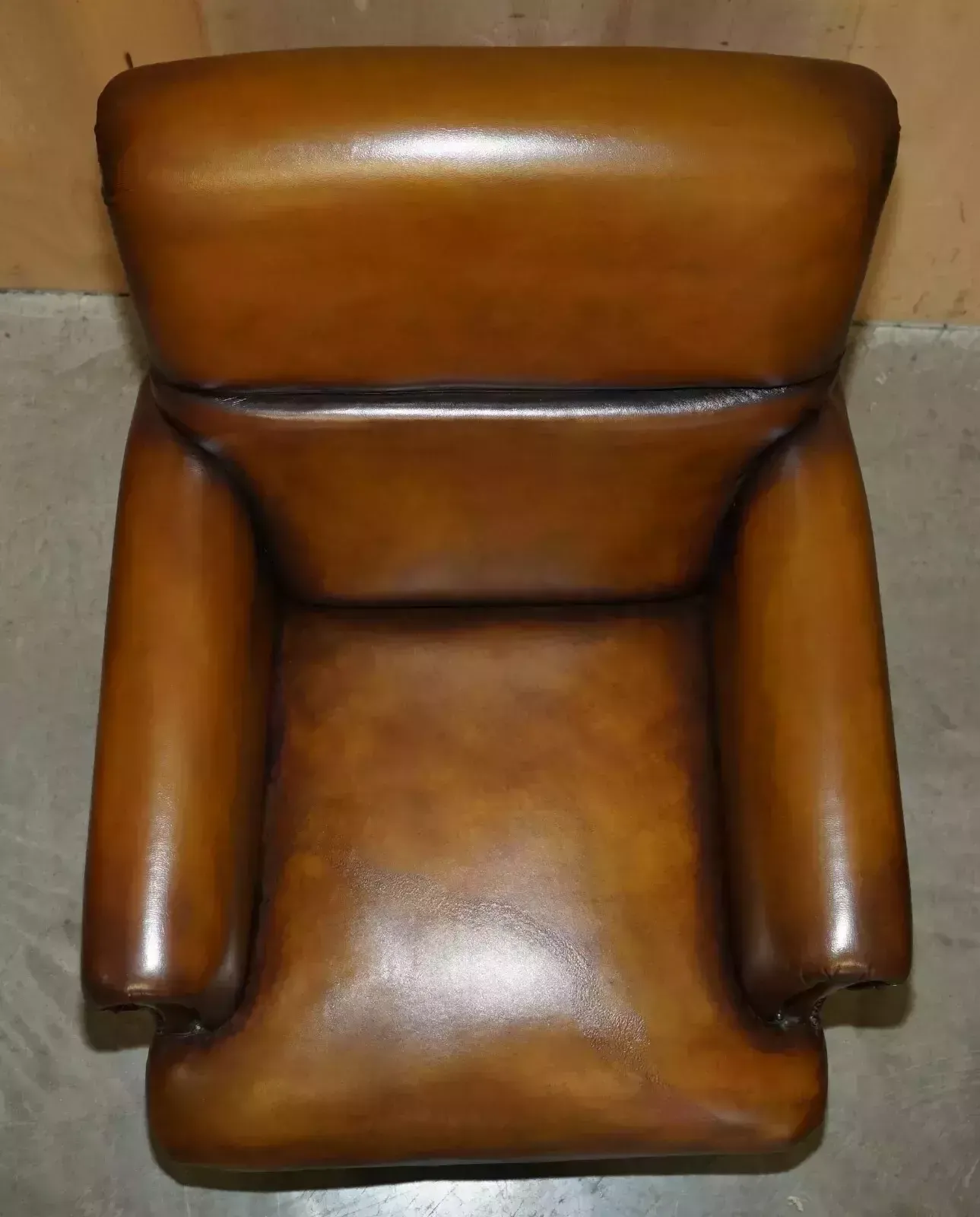 Comfortable Pair Of Rolled Back Restored Cigar Brown Leather Club Armchairs photo 5000.0