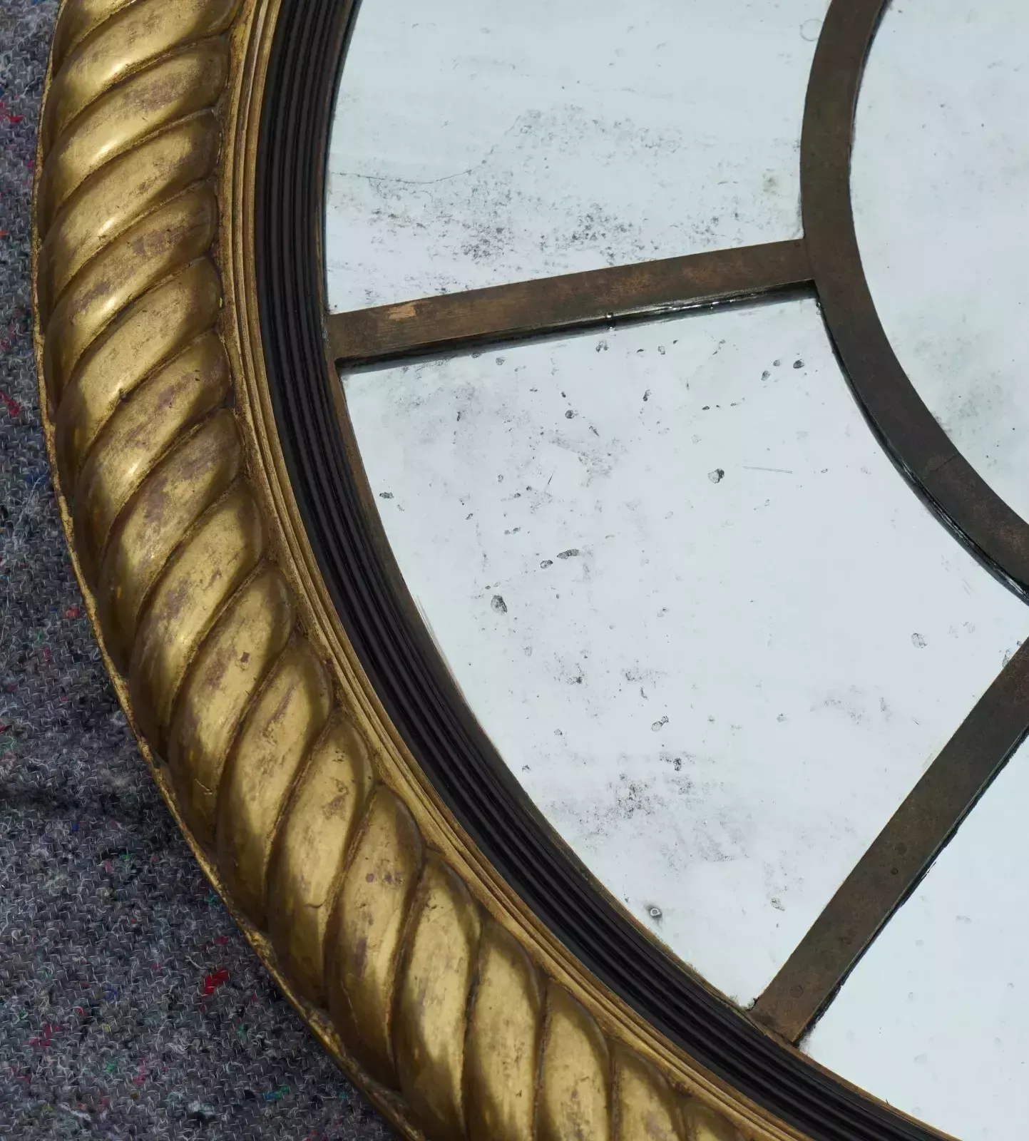 Large 110cm Round Georgian Style Gold Gilt Hand Carved Antiqued Glass Mirror photo furniture