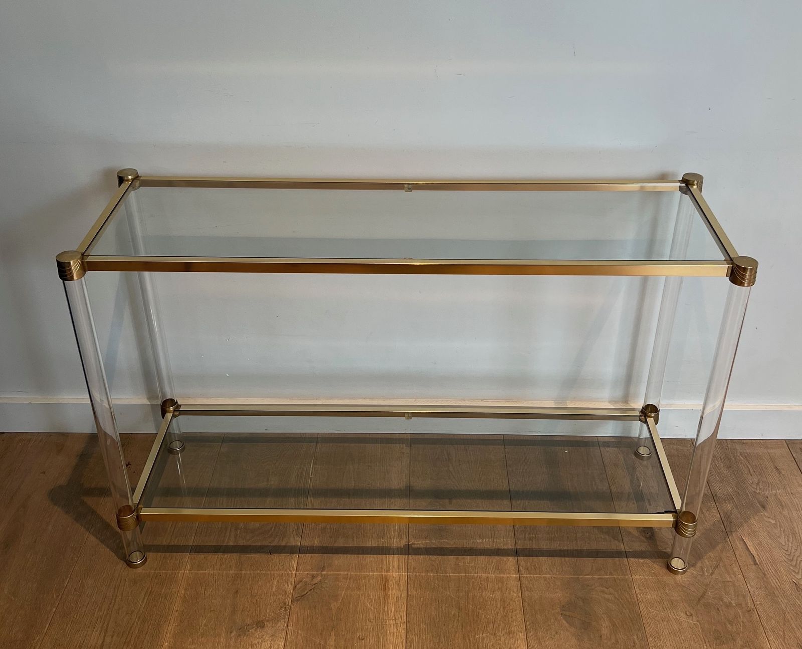Console In Plexiglass And Golden Metal. Circa 1970