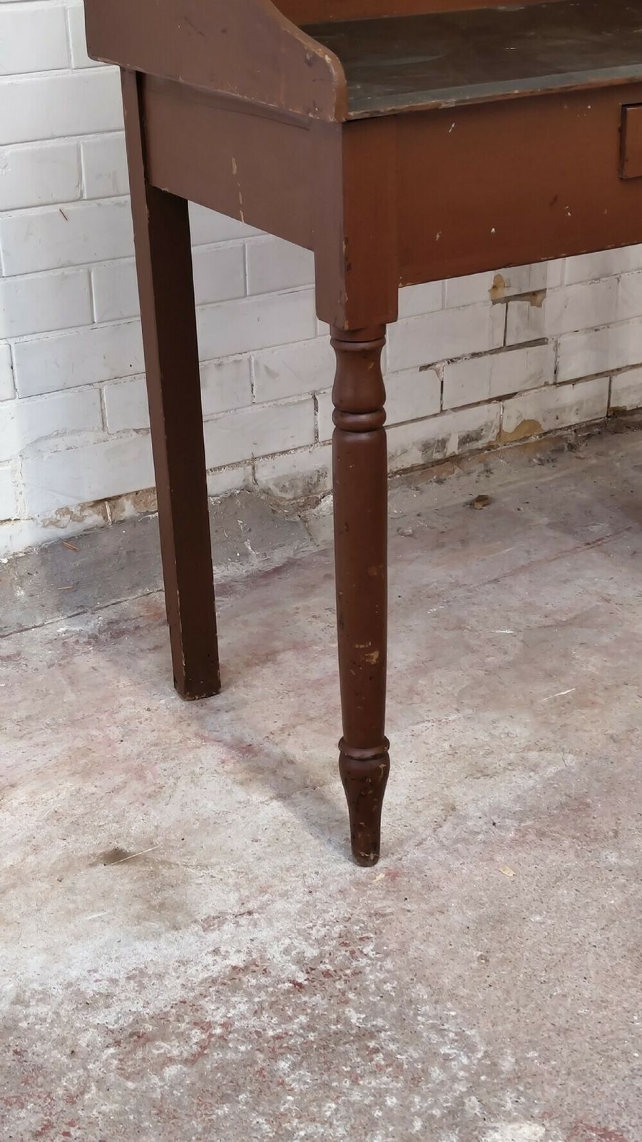 Antique Victorian Rustic Scumbled Pine Washstand Table With Faux Marble Top photo Furniture