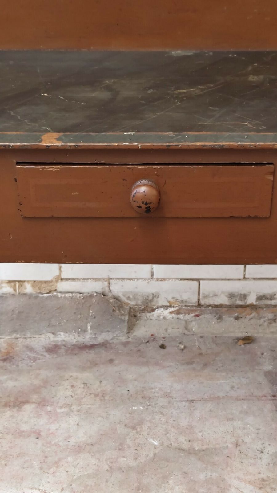 Antique Victorian Rustic Scumbled Pine Washstand Table With Faux Marble Top photo vinterior