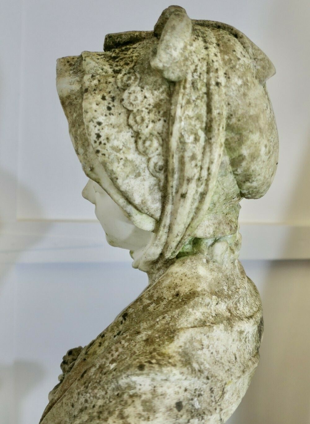 Art 19th Century Carved Carrara Marble Bust Of A Young Girl After Greuze photo