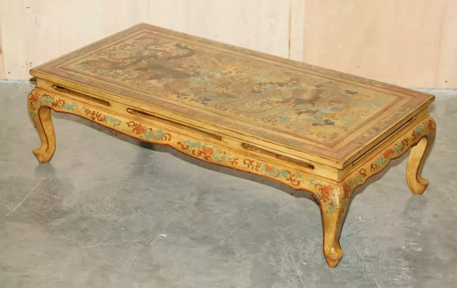 Extremely Ornate Gilt & Lacquered Chinese Dragon Chinoiserie Opium Coffee Table photo furniture