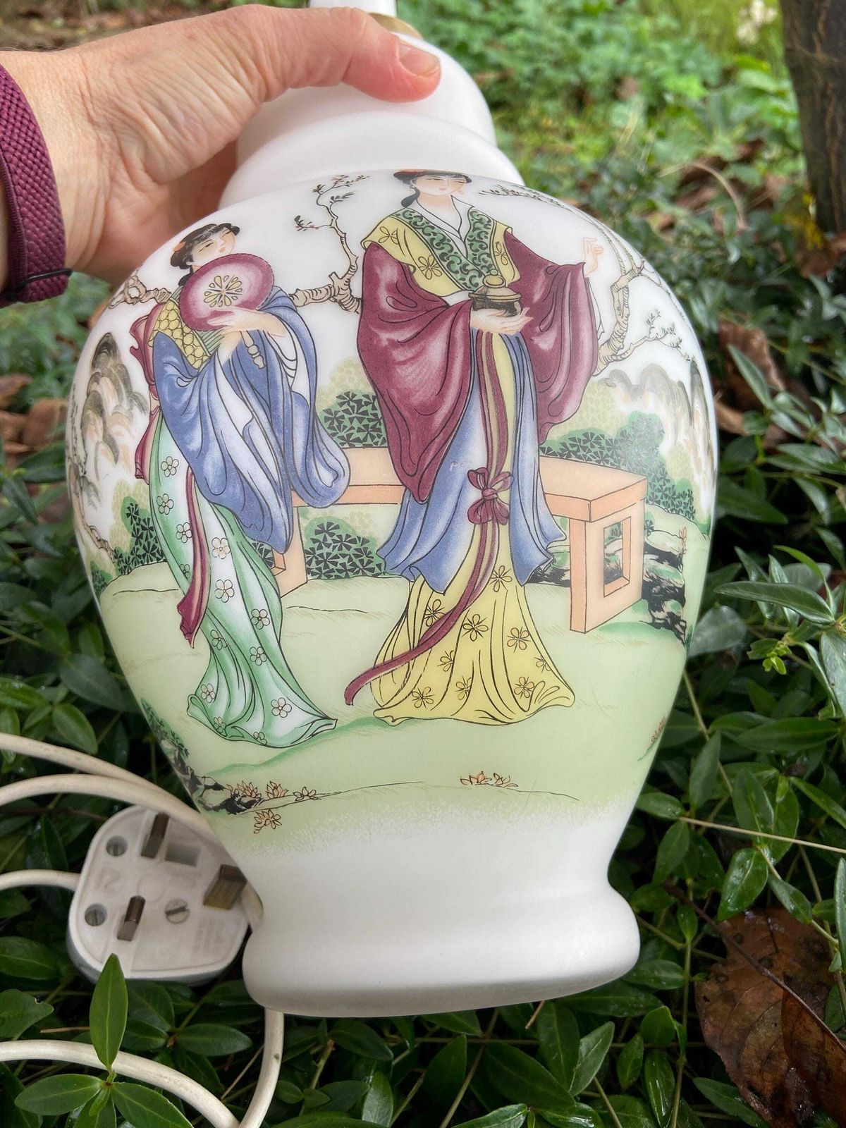 Simply Stunning Early Mid Century Italian Table Lamp Depicting Geishas And Japanese Scene   Working Table Lamp photo furniture