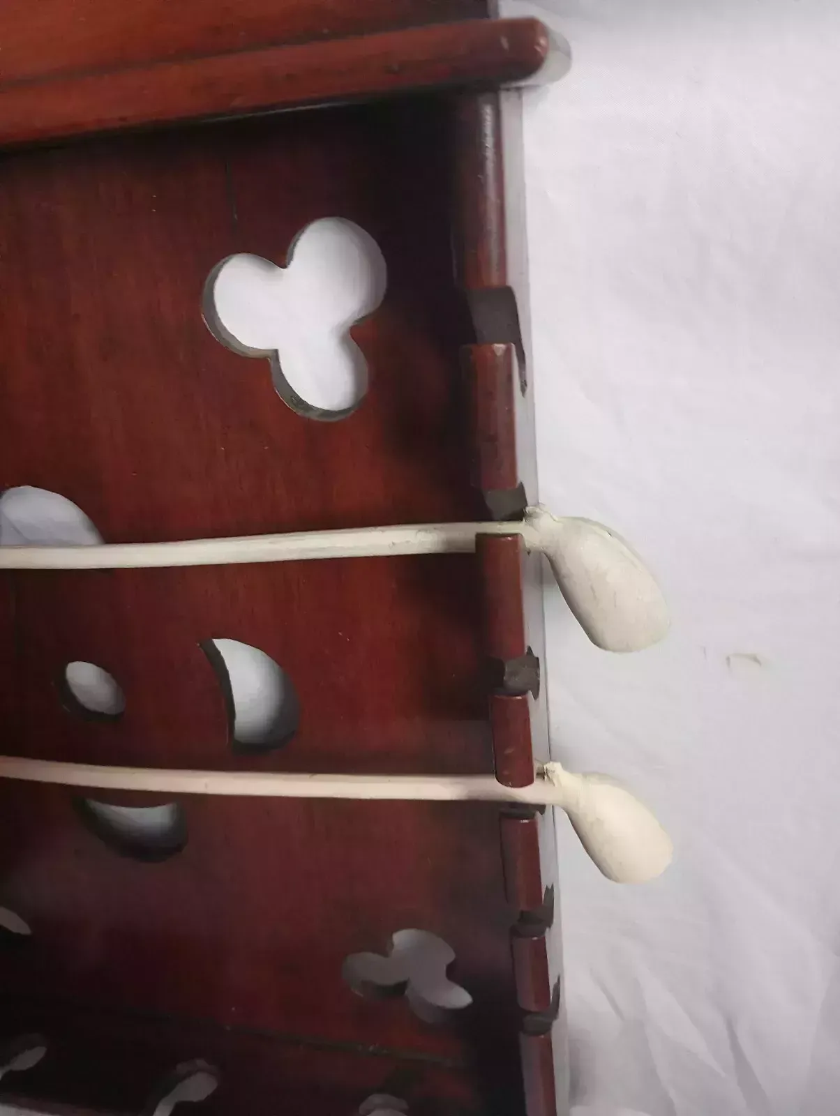 Mahogany Pipe Stand With Two Clay Pipes photo for sale