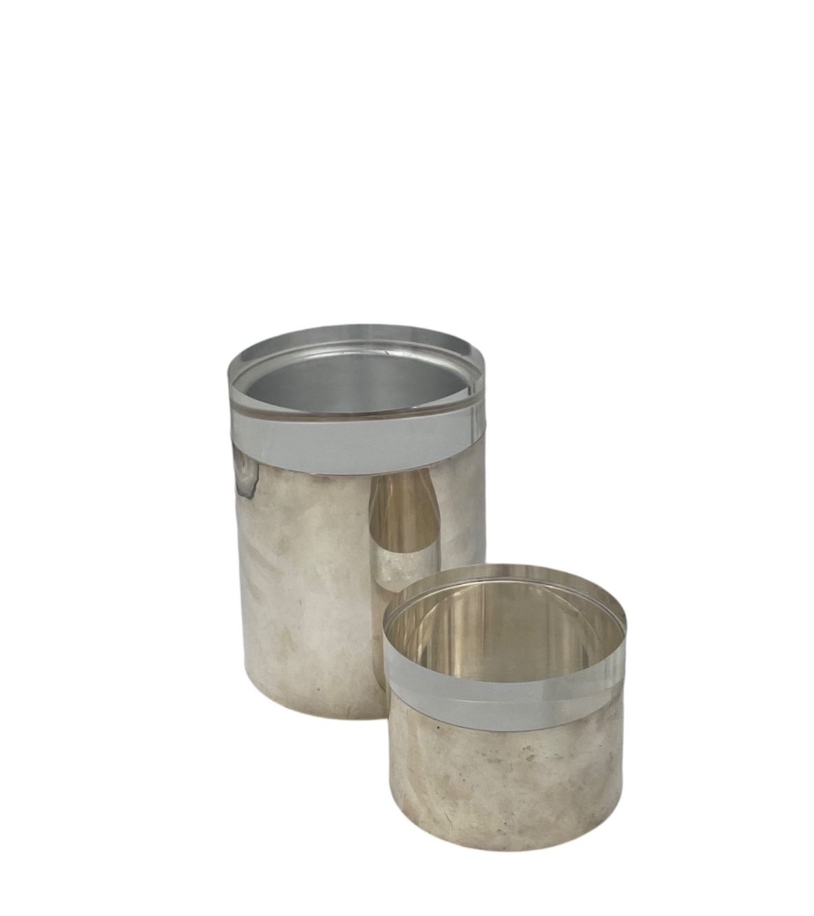 Modernist Lucite And Silver Plate Set Of Boxes, Mellerio Paris, France 1970s photo vinterior