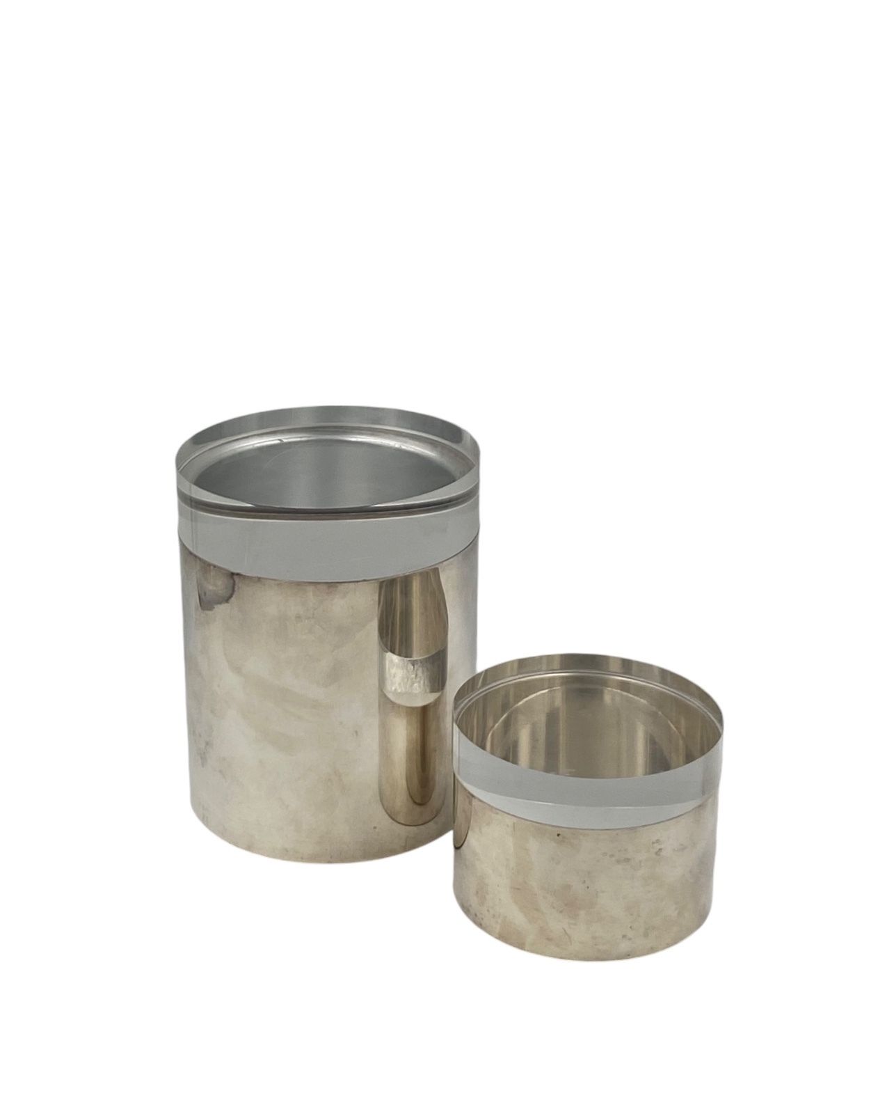 photo buy Modernist Lucite And Silver Plate Set Of Boxes, Mellerio Paris, France 1970s