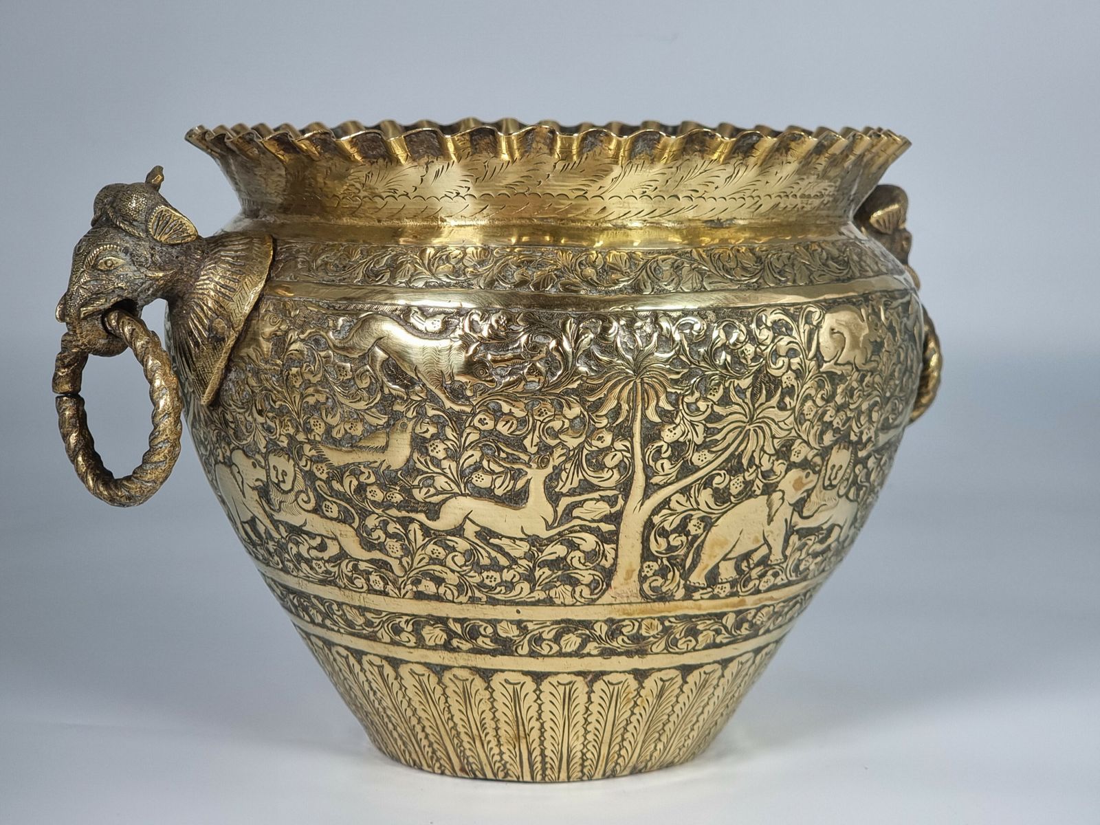 19th Century Indian Raj Period Brass Jardiniere Or Planter Circa 1880 photo vinterior