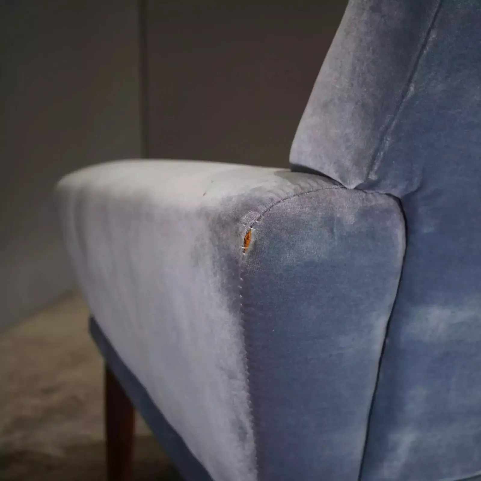 Bramin Møbler Four Seater Sofa In Blue Velvet By N.A. Jørgensens photo vintage