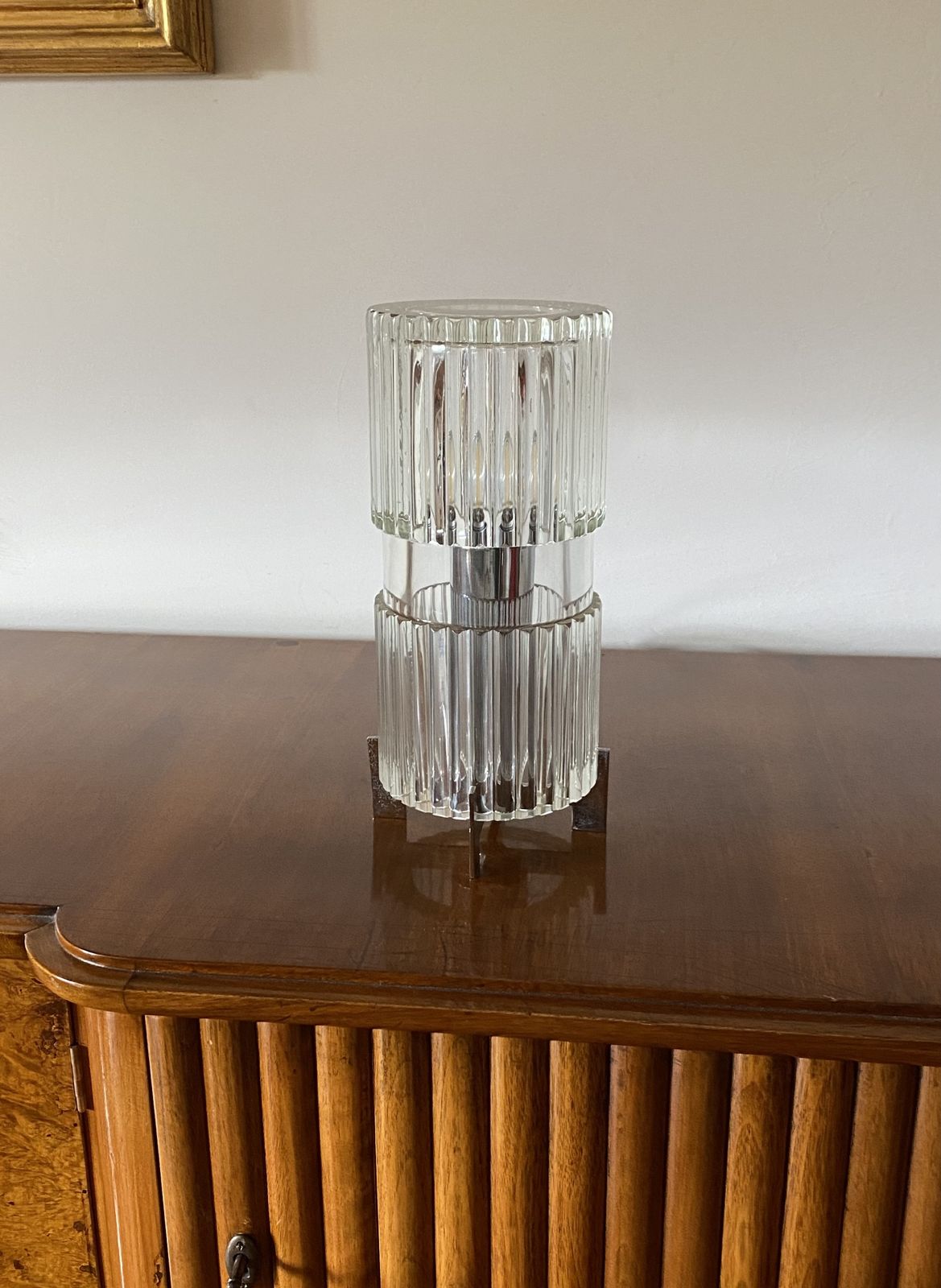 Glass Table Lamp, Fidenza Vetraria Italy 1970s photo vinterior