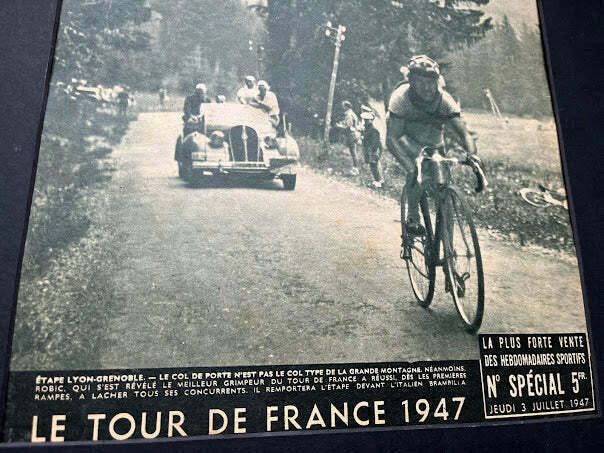 Vintage Tour De France Cycling Print   1947 Lyon  Grenoble Stage photo furniture