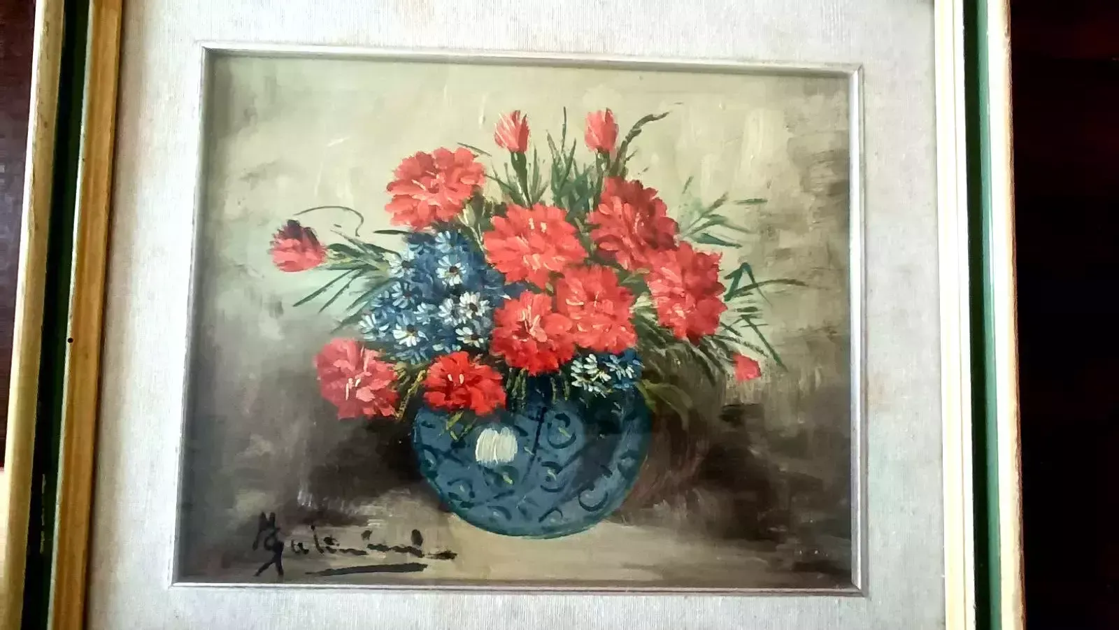 Oil Painting On Board Flowers Mauro Salimbeni (Milan 1874 1942 Turin) photo for sale