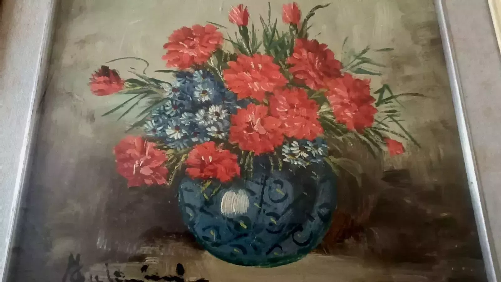 Oil Painting On Board Flowers Mauro Salimbeni (Milan 1874 1942 Turin) photo Art