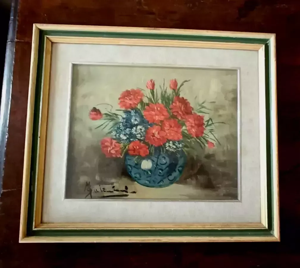 Oil Painting On Board Flowers Mauro Salimbeni (Milan 1874 1942 Turin) photo buy