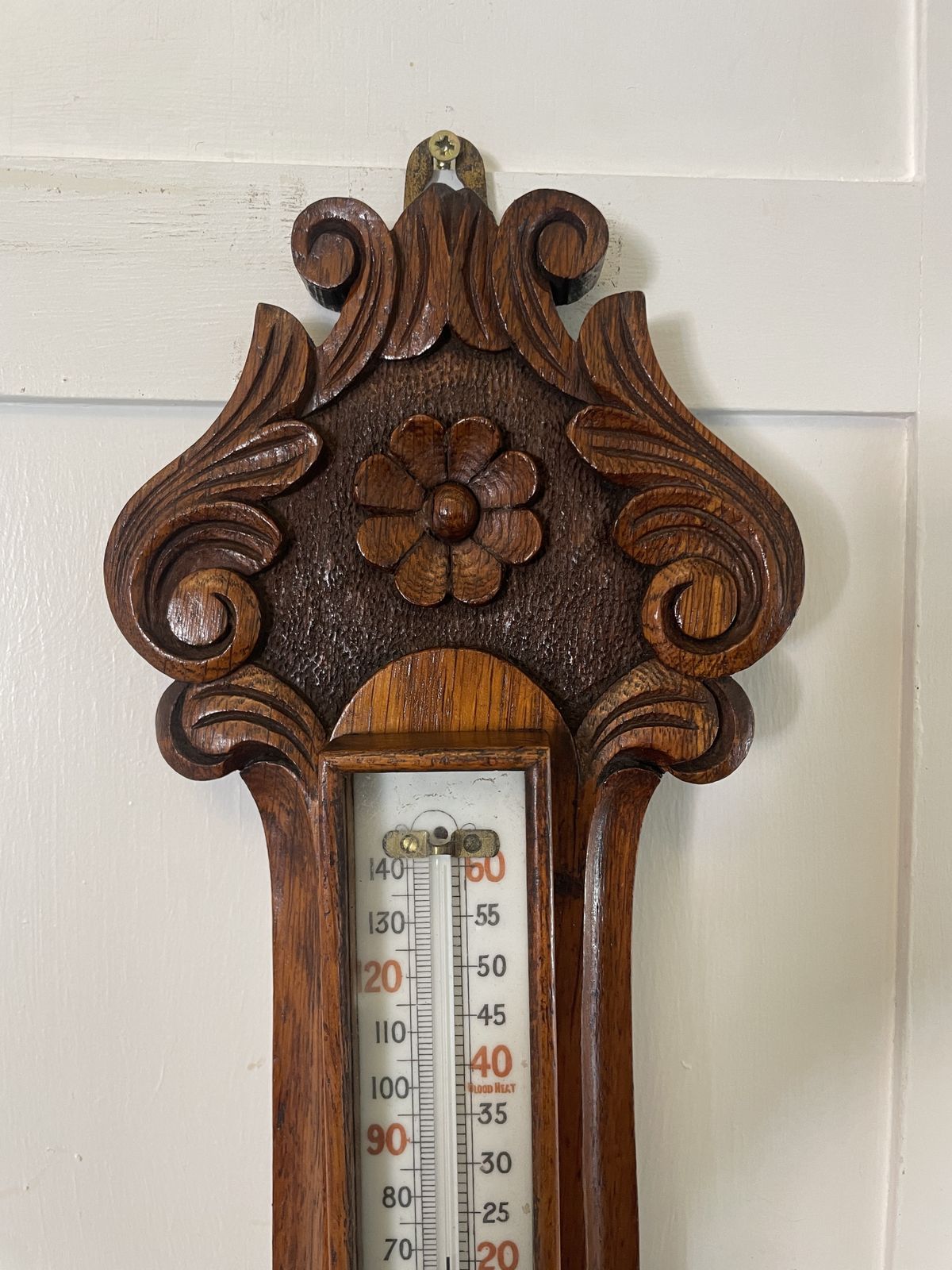 Antique 19th Century Quality Carved Oak Banjo Barometer photo Home Decor