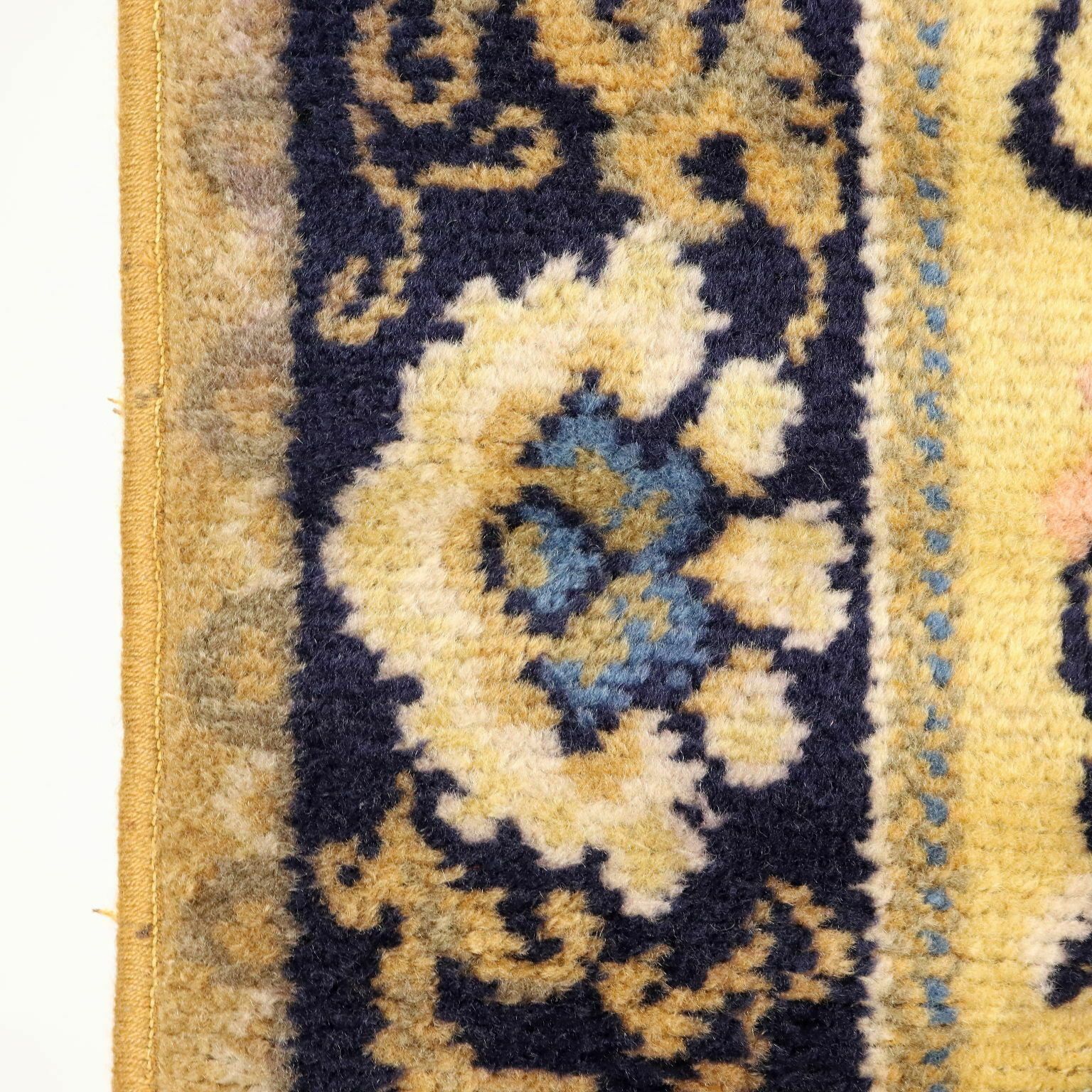 Antique Peking Carpet Cotton Wool Heavy Knot China 98 X 56 In photo vinterior