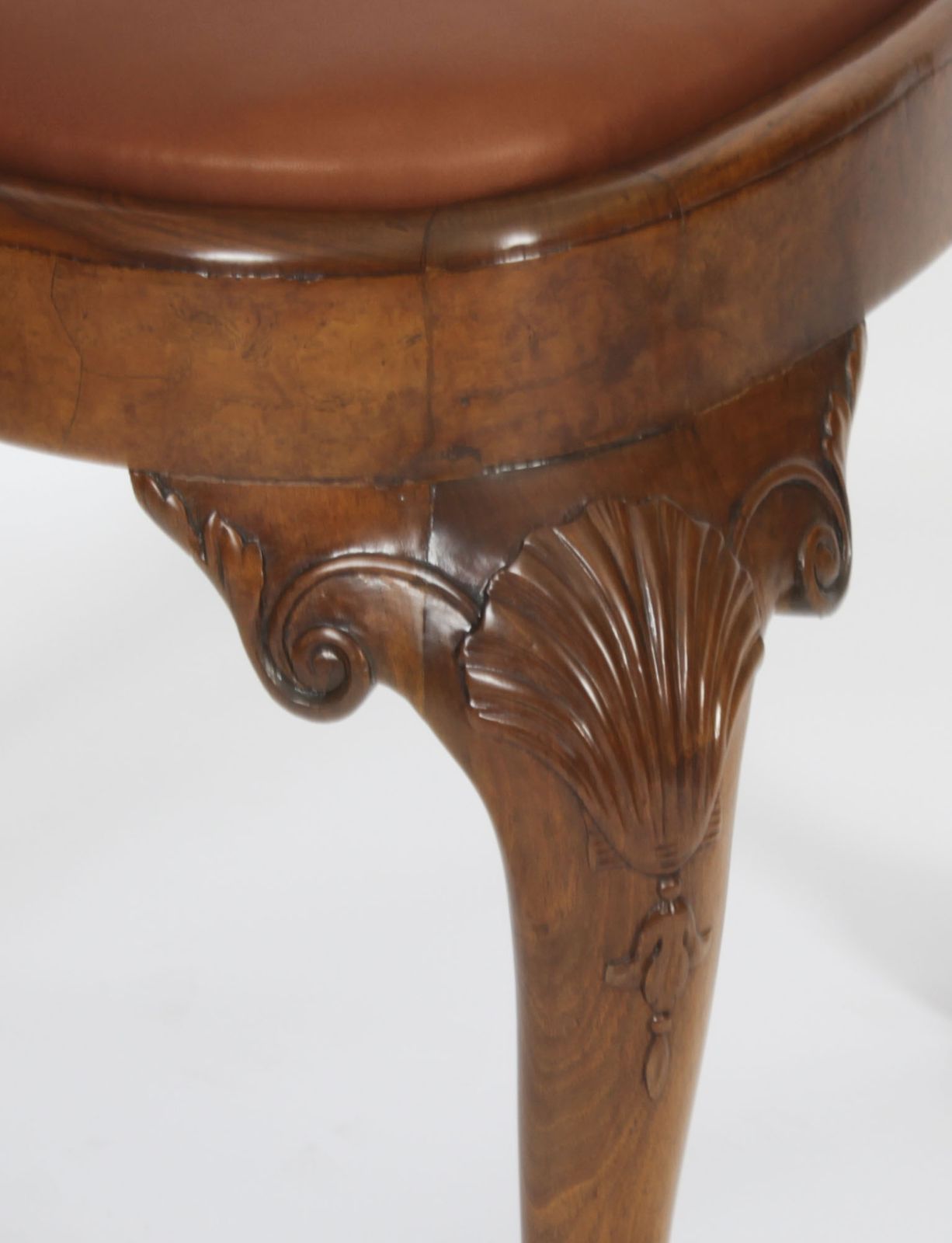 photo furniture Vintage Set 8 Queen Anne Burr Walnut Dining Chairs  20th Century