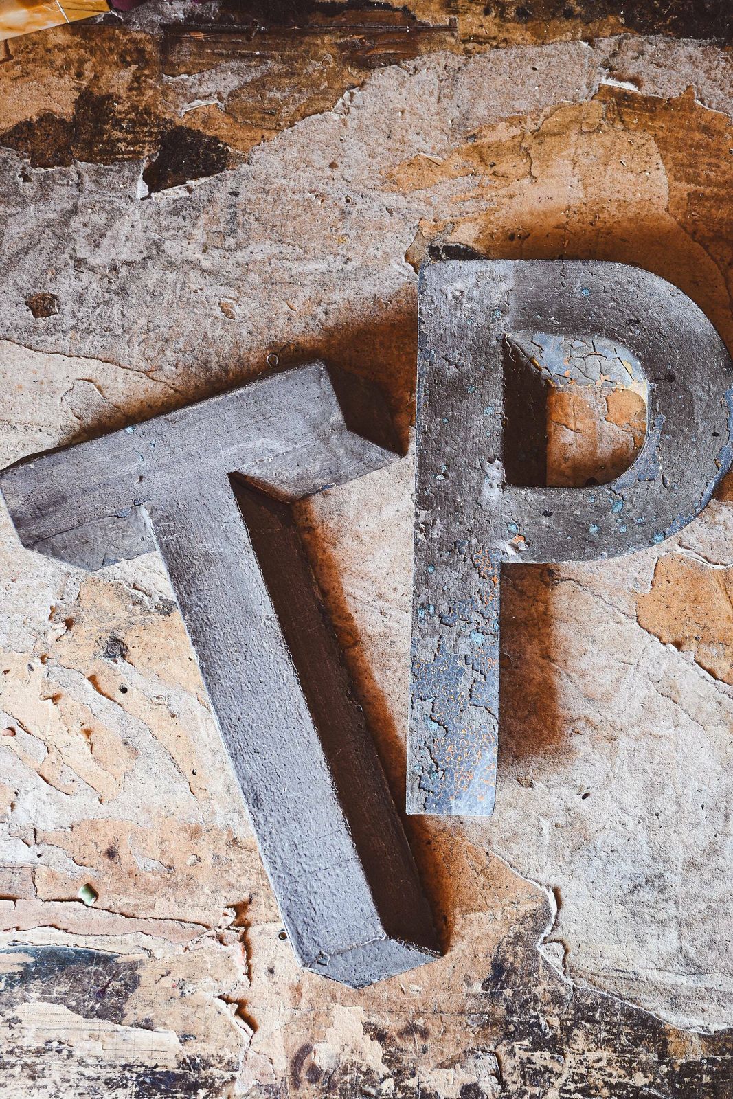 French Sign Letters In Zinc With Gray Patina   P E T photo Home Decor