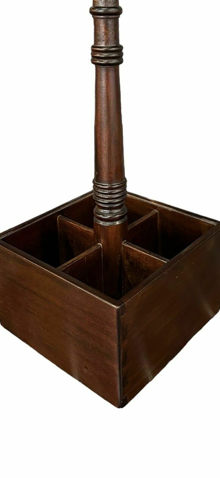 Antique Mahogany Bottle Carrier Porte Bouteille With Carved Finial photo furniture
