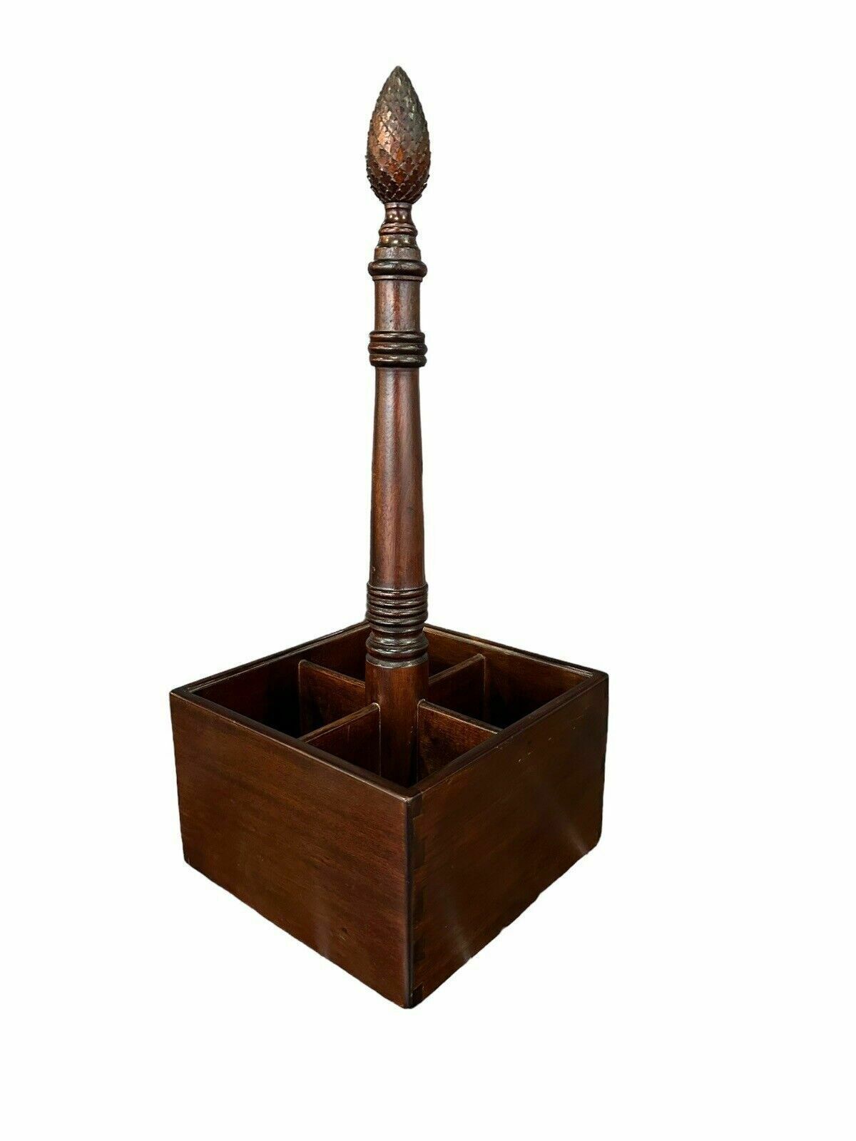 Antique Mahogany Bottle Carrier Porte Bouteille With Carved Finial photo Furniture