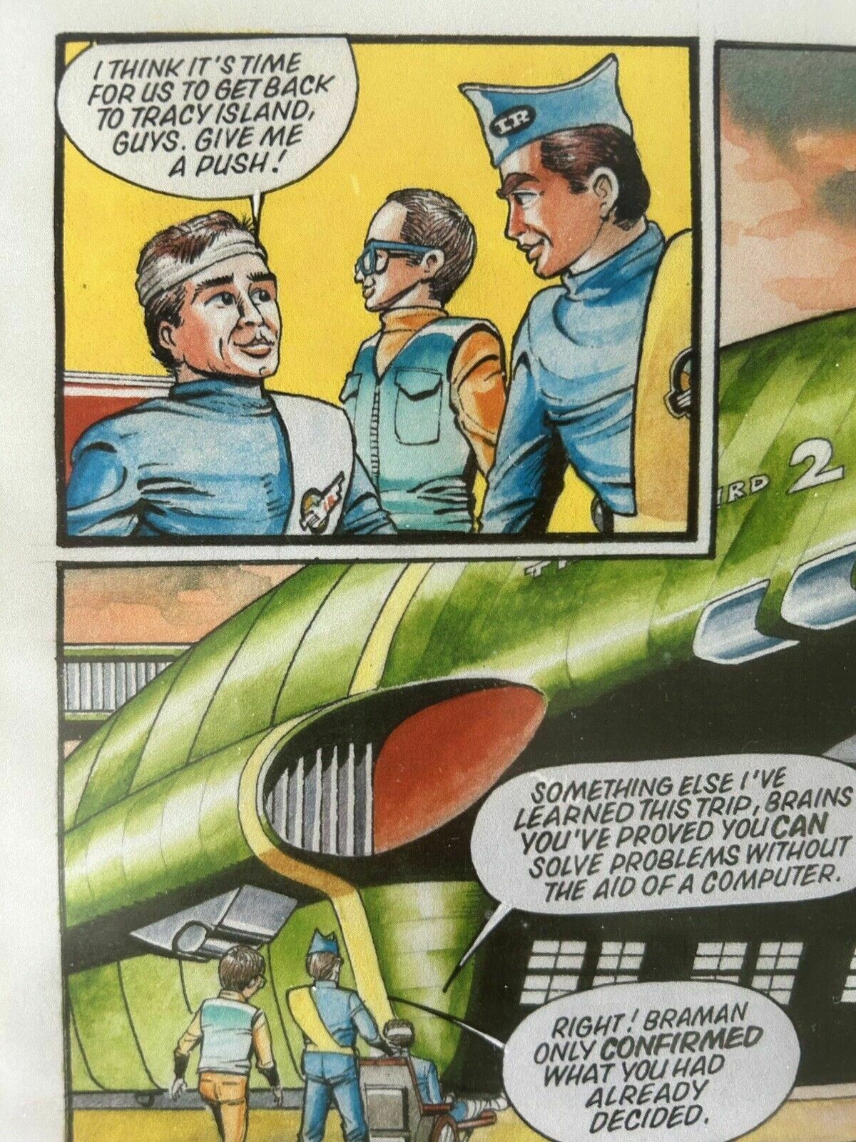 Two Original Thunderbird Comic Watercolour Artwork Pages C.1993 photo for sale