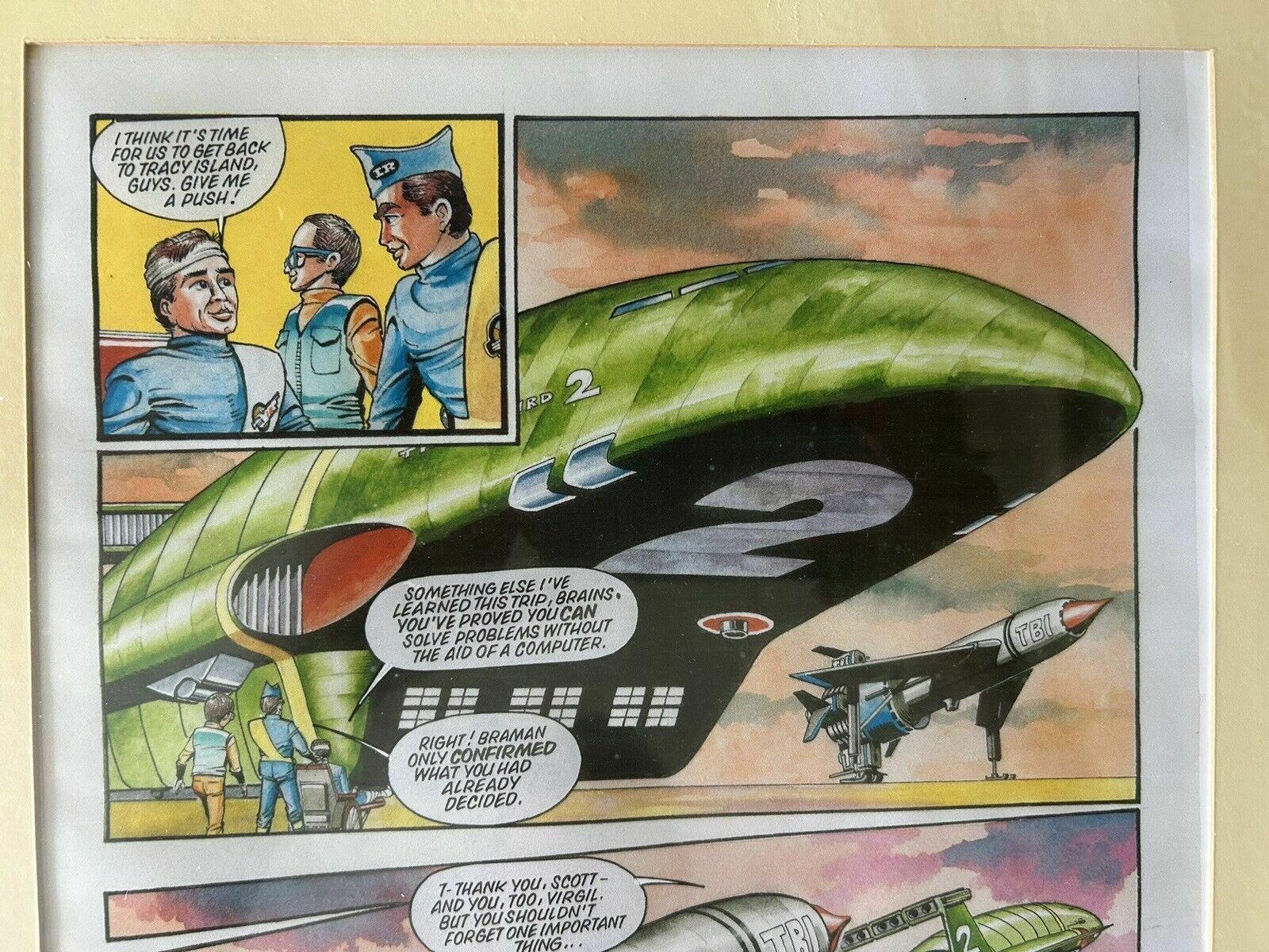 Two Original Thunderbird Comic Watercolour Artwork Pages C.1993 photo Art