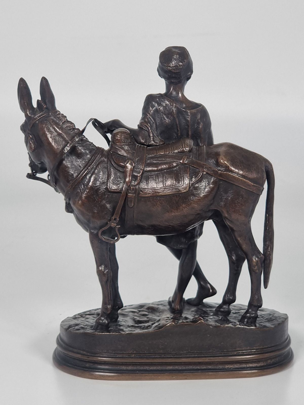 19th Century French Bronze Sculpture Depicting A Boy With His Mule By A E Dubucand Circa 1870 photo vinterior