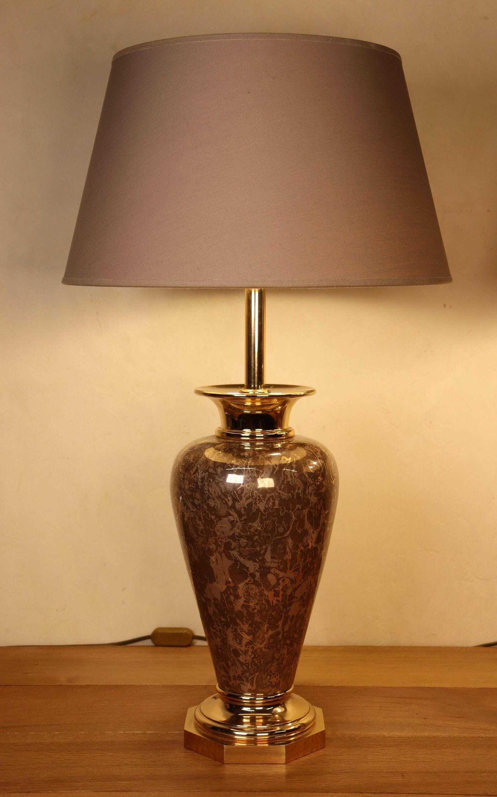 Set Of Vintage Hollywood Regency Marble Imitation Table Lamps , 1980's (St.194) photo for sale