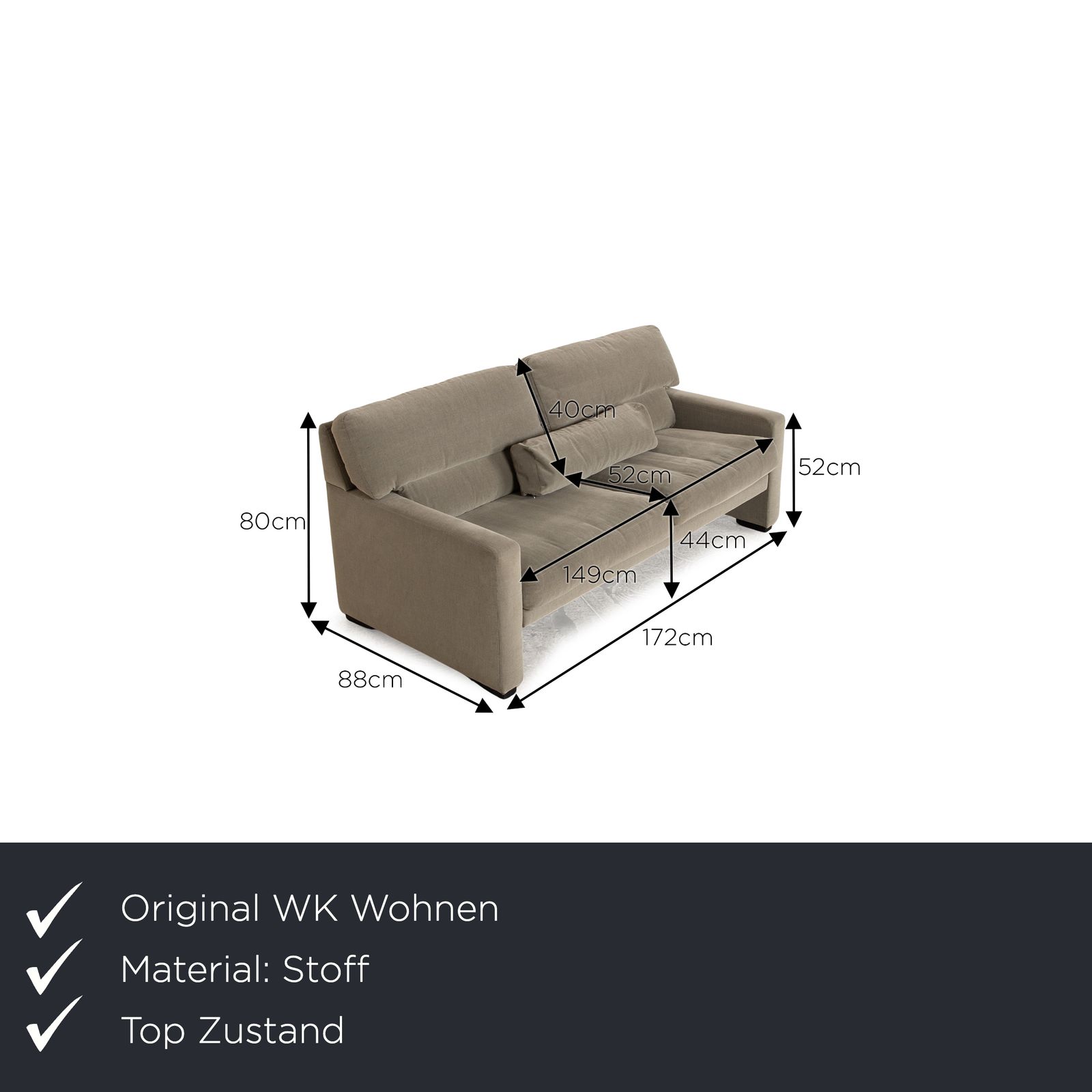 Canapé 2 places WK Wohnen WK 663 en tissu gris-vert photo furniture
