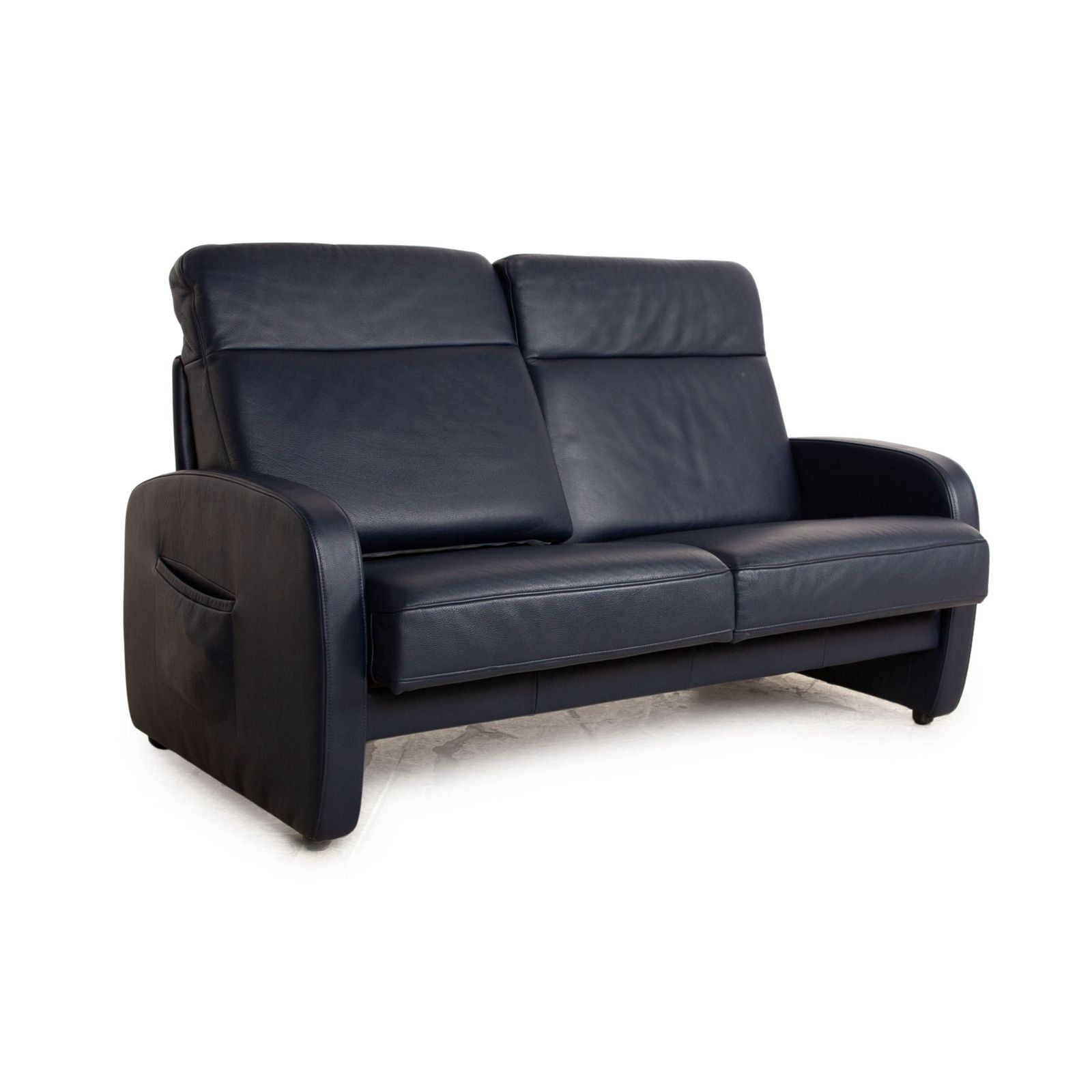 Musterring Leather Three Seater Blue Black Sofa Manual Function photo vinterior