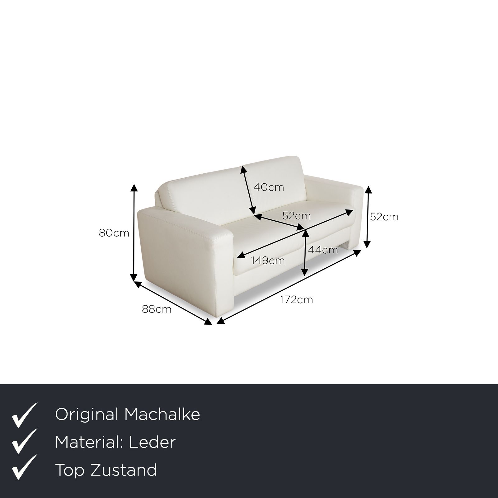 Canapé 2 places Machalke en cuir blanc photo furniture