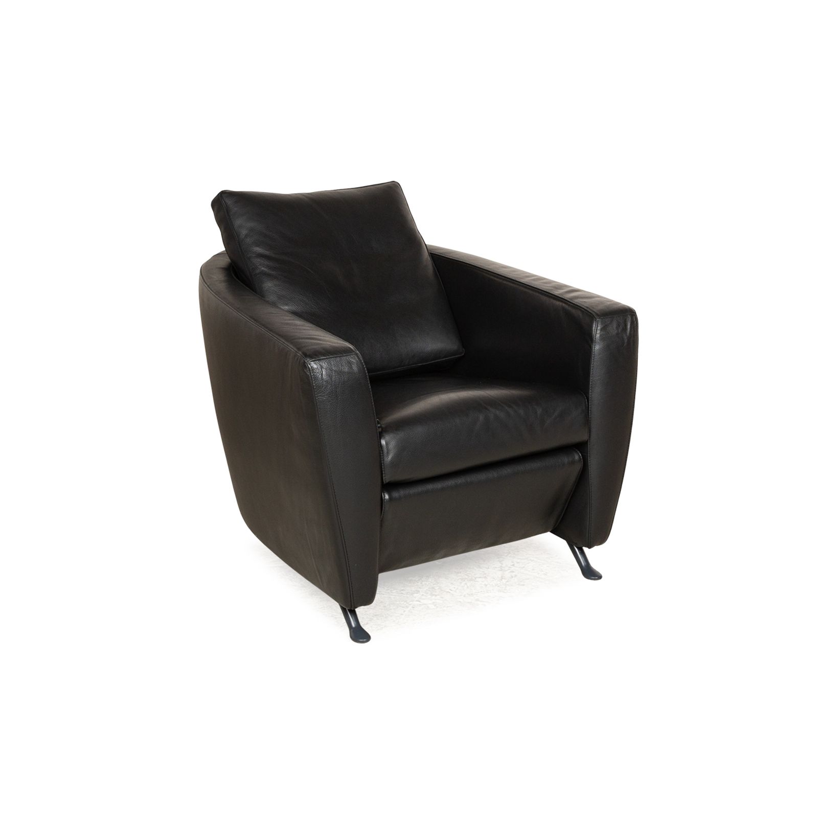 Fauteuil FSM Sesame en cuir noir, fonction relaxation manuelle photo vintage