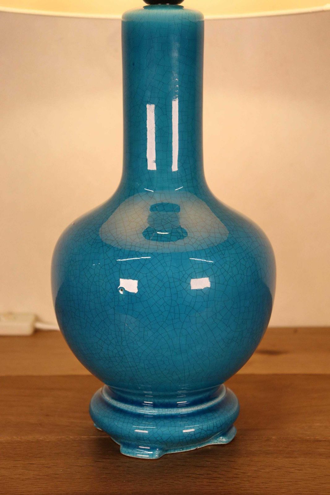 Vintage Chinese Asian Porcelain Turquoise Blue Balluster Vase Hollywood Regency (St.196) photo for sale