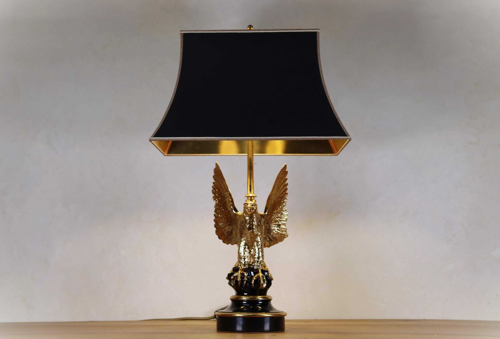 Hollywood Regency Federal Empire Style Brass Gilded Eagle Lamp By Deknudt , Belgium 1970's (St.200) photo furniture