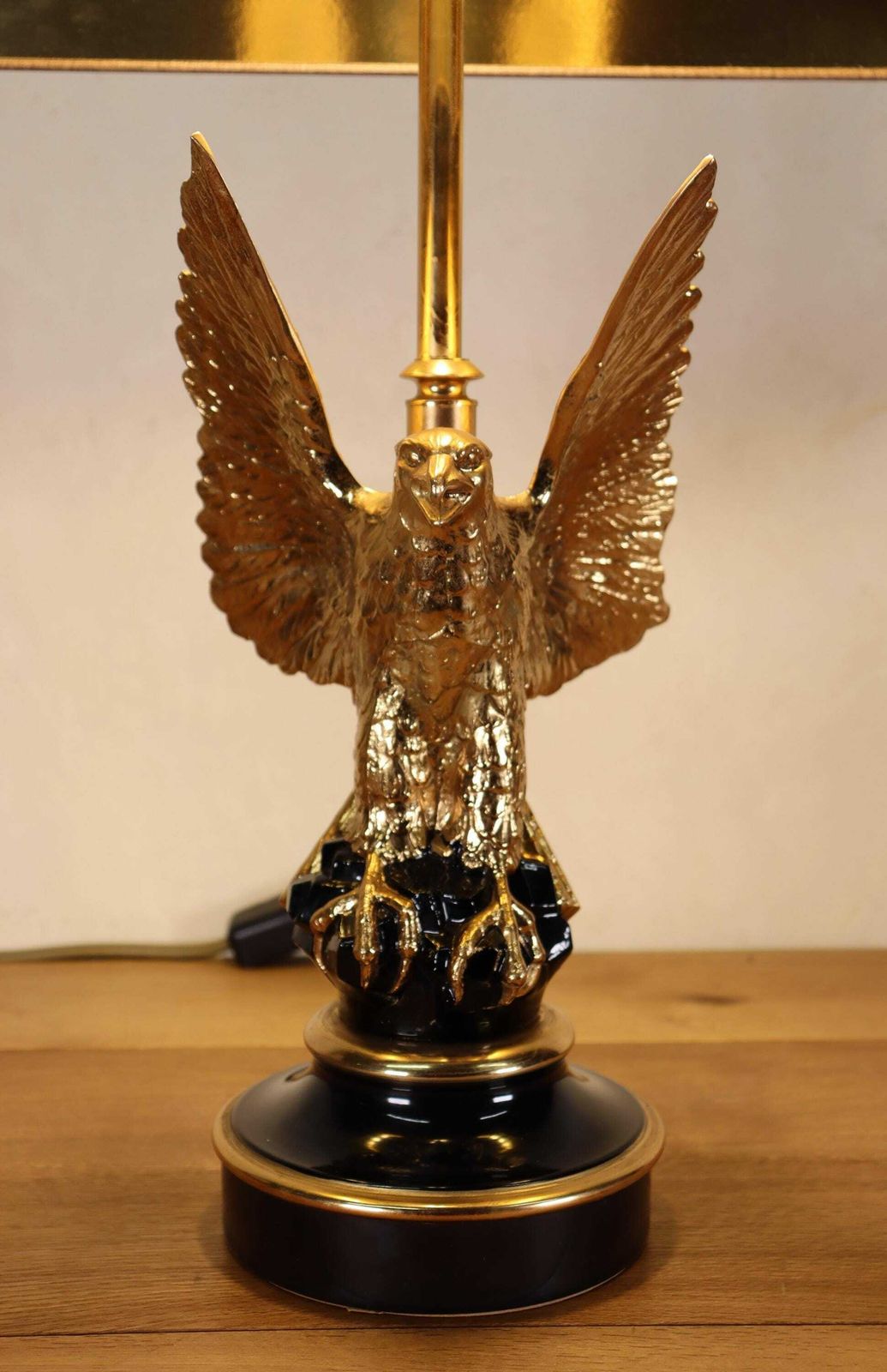 Hollywood Regency Federal Empire Style Brass Gilded Eagle Lamp By Deknudt , Belgium 1970's (St.200) photo for sale
