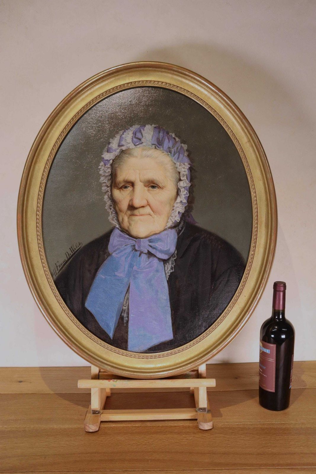 Antique Expressive Portrait Of A Belgian Lady , Signed Frans Dewilde 1877 (St.200) photo Art