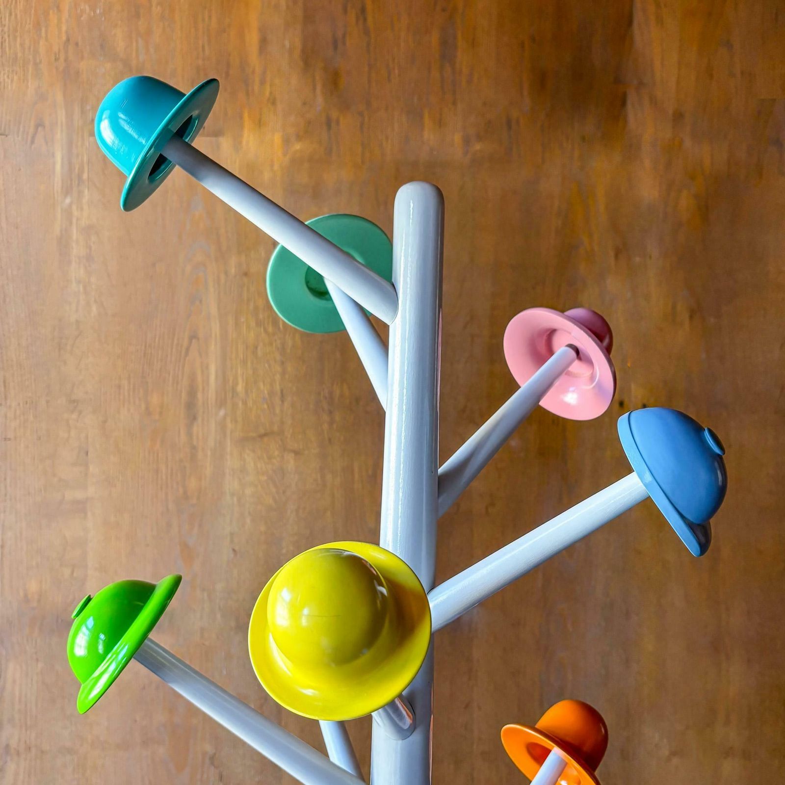 Postmodern White Metal Coatrack With Multi Colored Hooks By Ugo Nespolo, Italy photo for sale