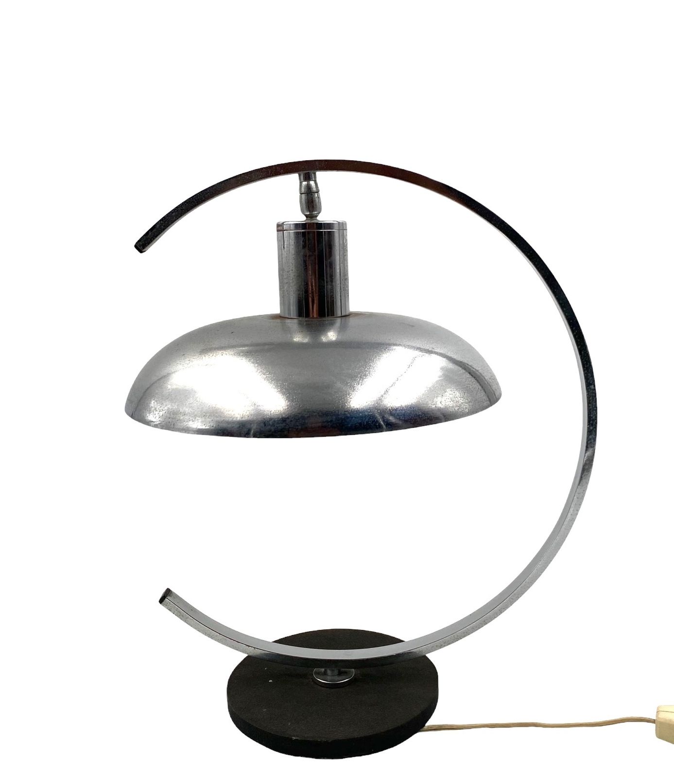 Mid Century Modern Chromed Table Lamp, In The Manner Of Mariano Fortuny Italy, 1970s photo for sale