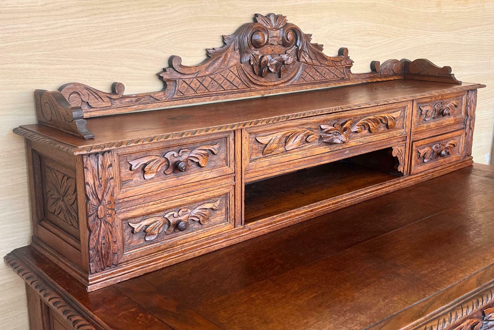 19th Century Spanish Baroque Style Oak Library Table Or Desk photo vinterior
